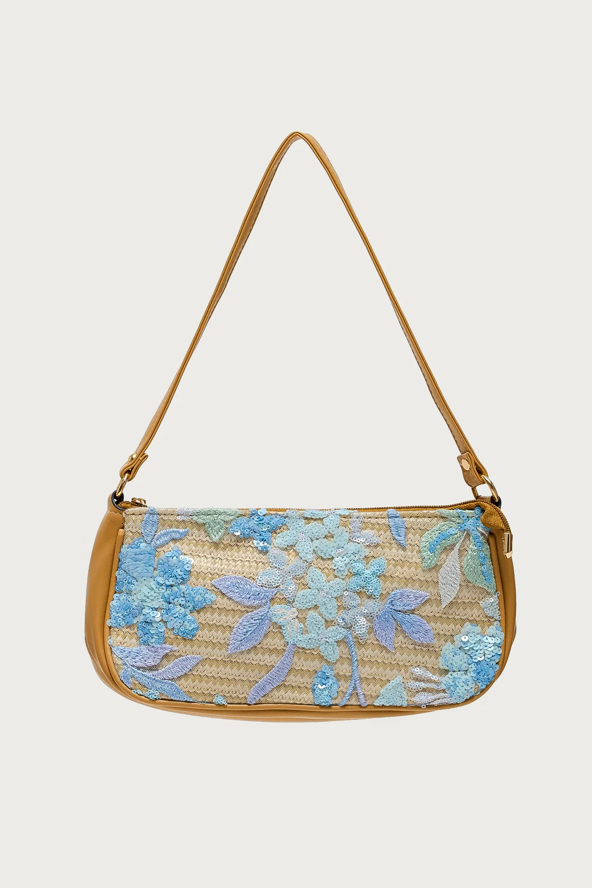 Sequin & Embroidered Straw Bag - Image 2