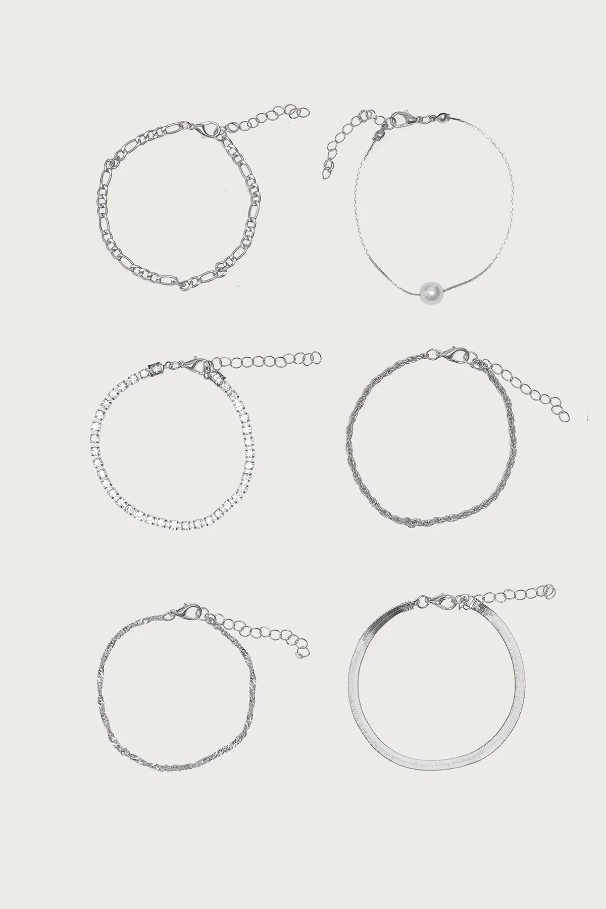 Faux Diamond & Pearl Chain Bracelet Pack - Image 2