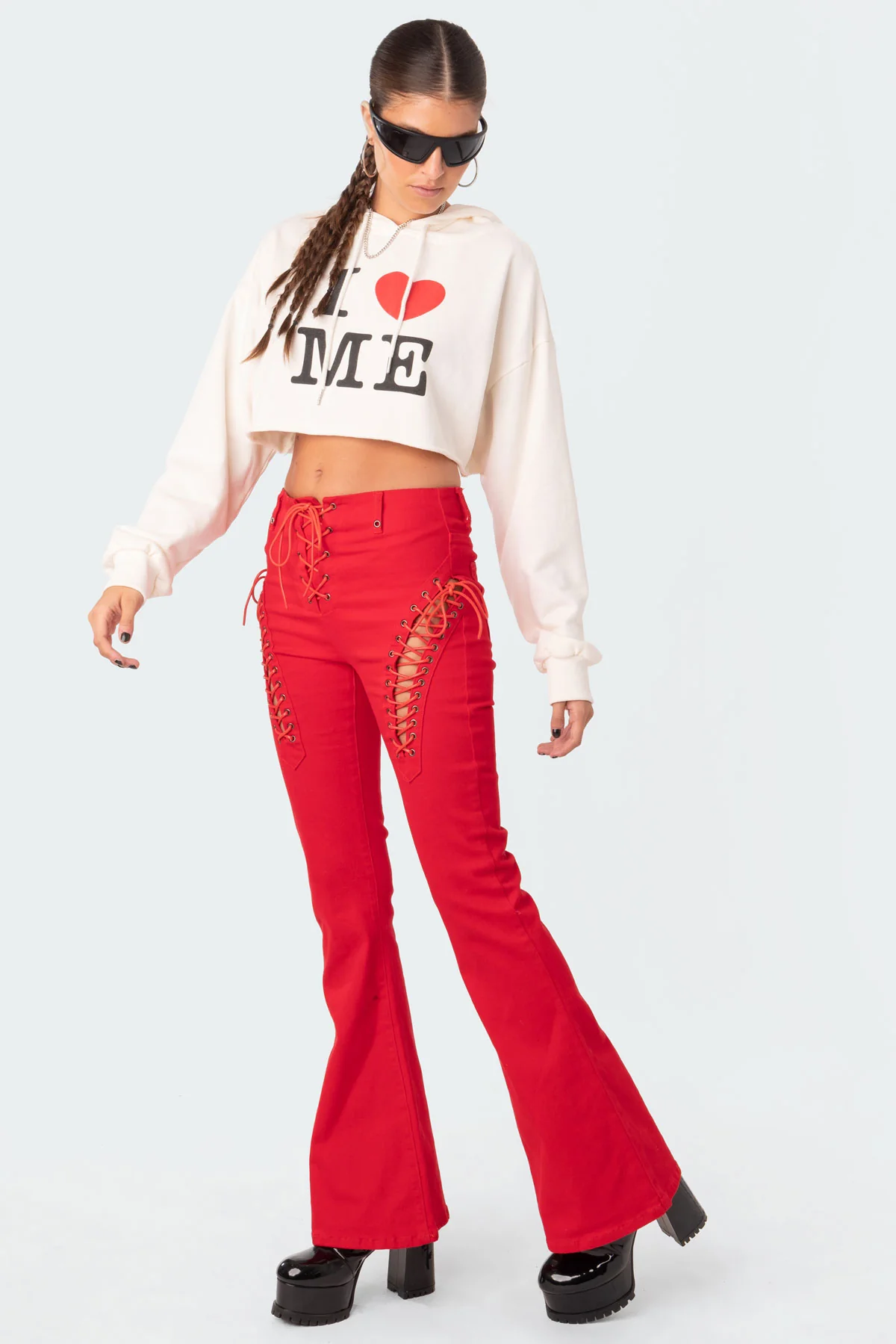 Engine Red Flared Jeans - Image 3