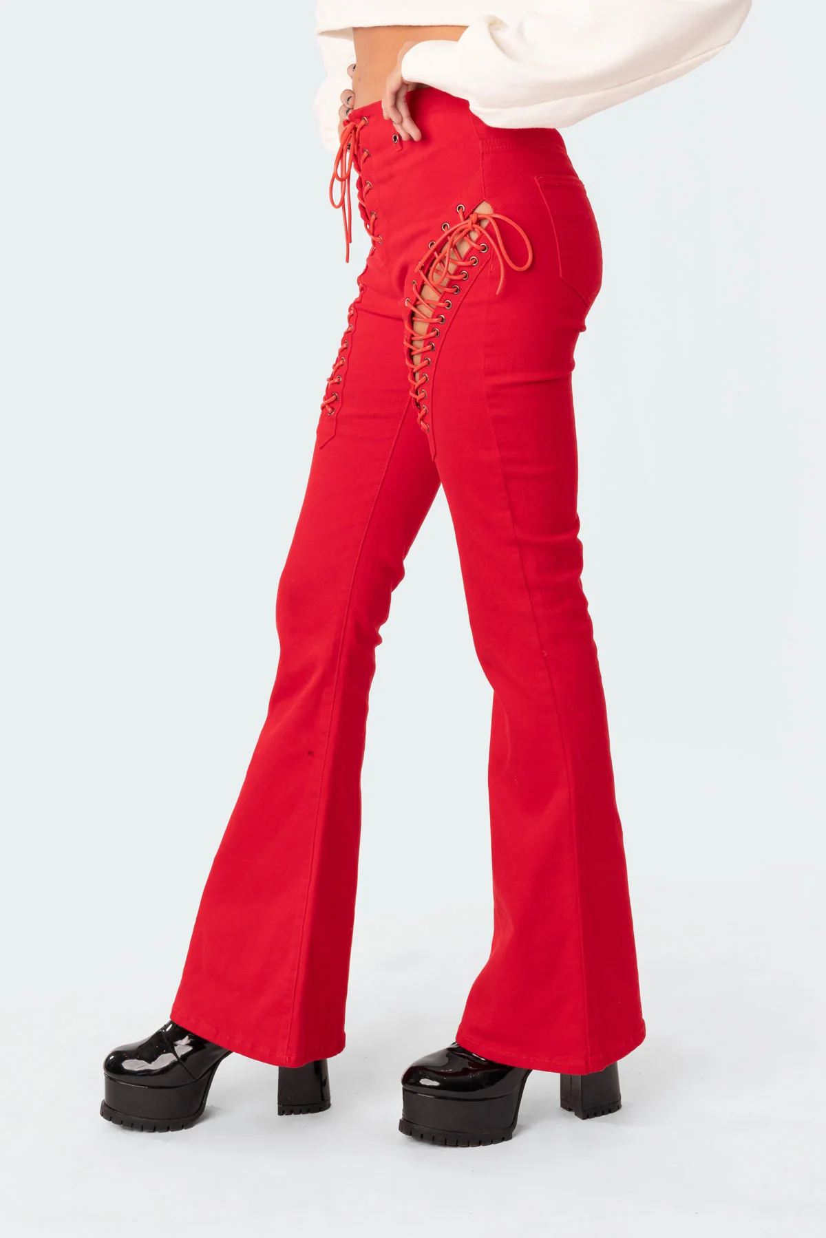 Engine Red Flared Jeans - Image 4