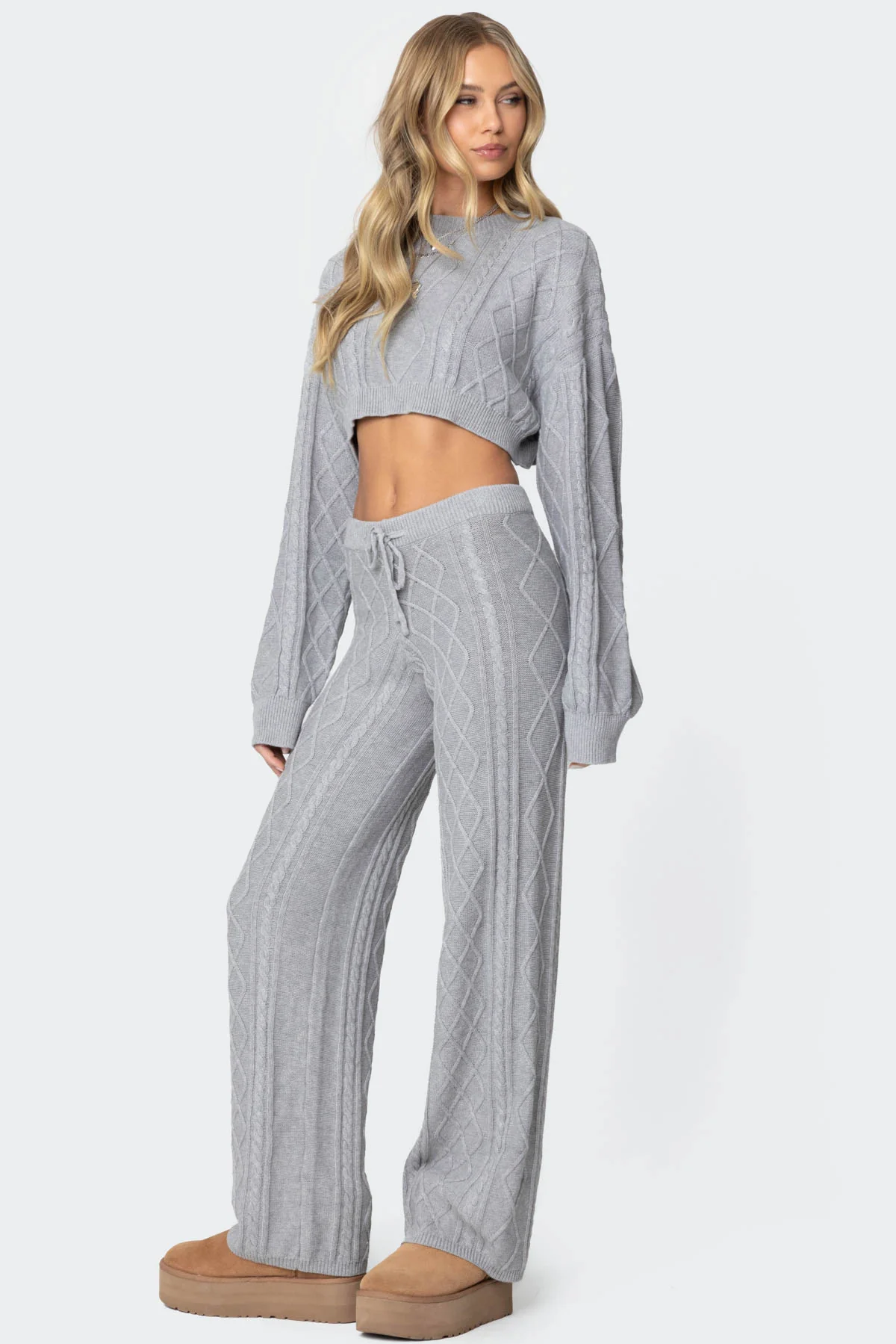 Kasey Cable Knit Cropped Sweater - Image 3