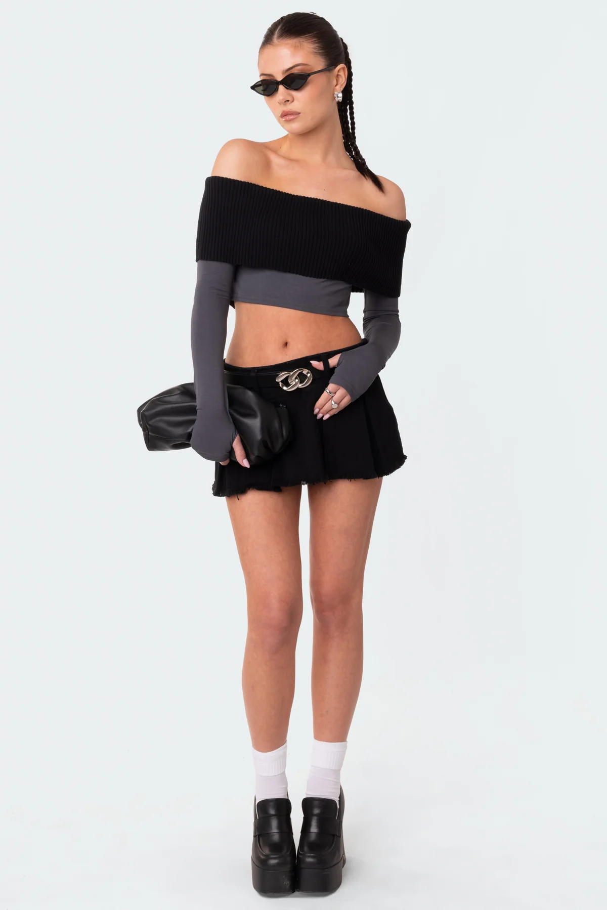 Alma Off Shoulder Half Knit Top - Image 2