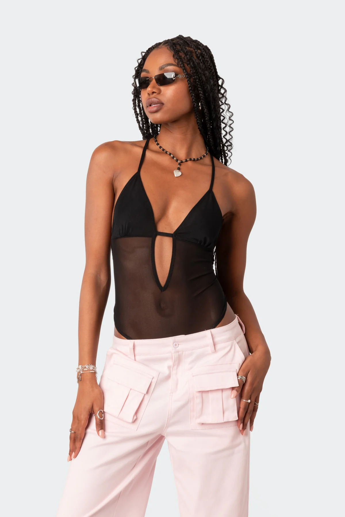 Alva Open Back Sheer Mesh Bodysuit - Image 2