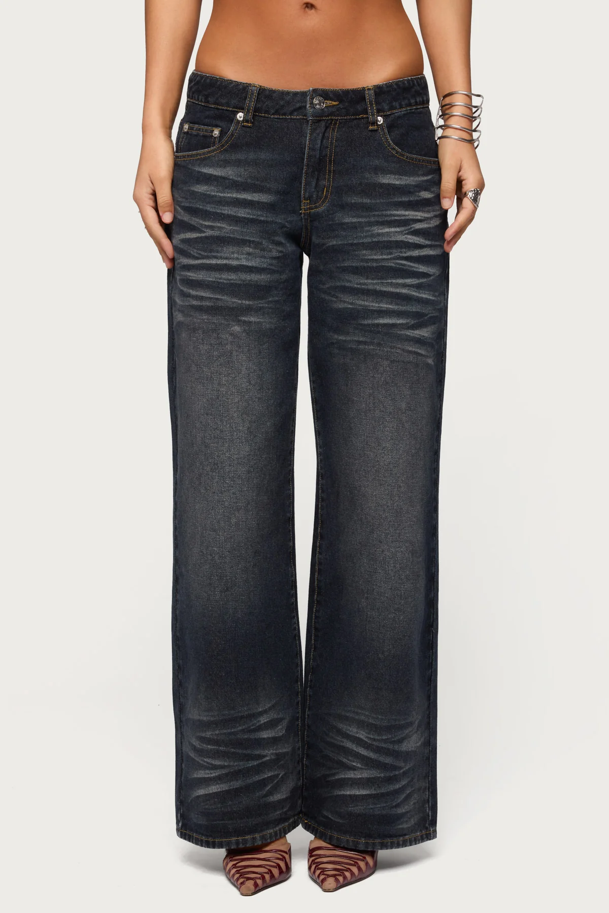 Magda Acid Wash Low Rise Baggy Jeans - Image 2