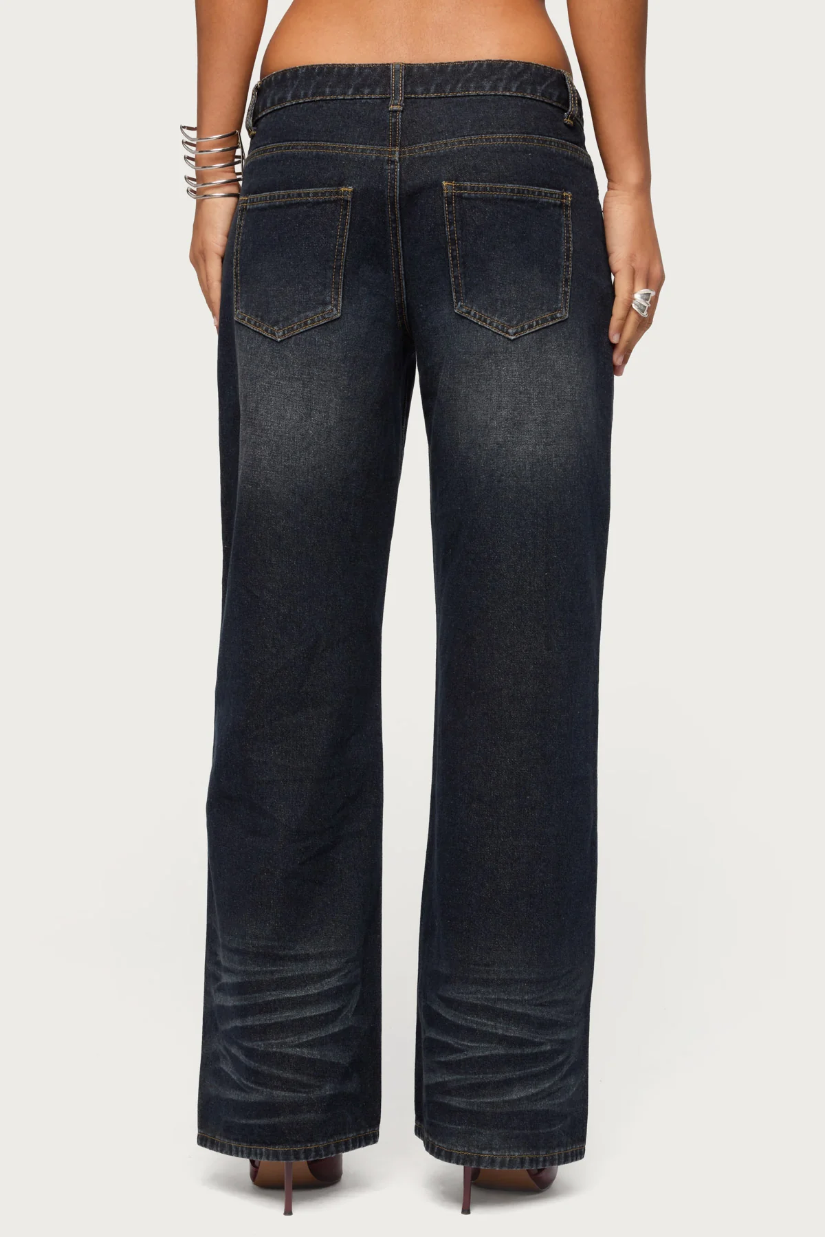 Magda Acid Wash Low Rise Baggy Jeans - Image 4