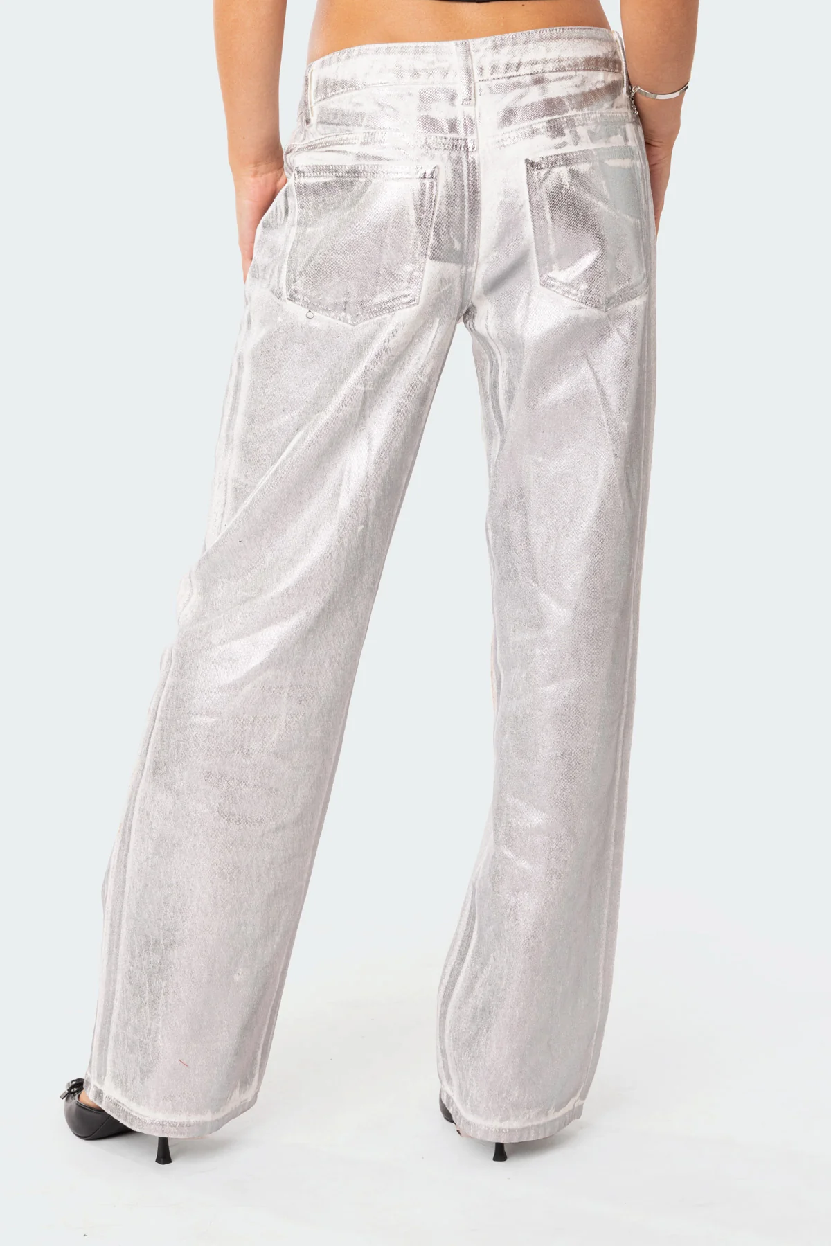 Jolene Metallic Low Rise Wide Leg Jeans - Image 5