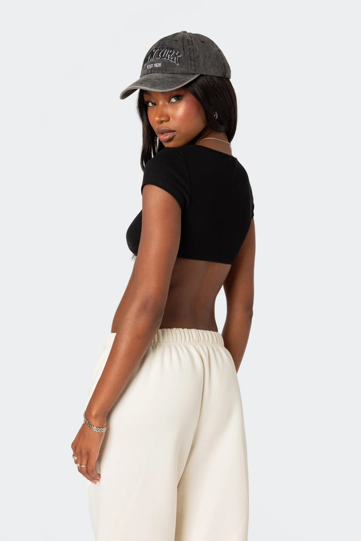 Square Neck Ribbed Crop Top - Image 4