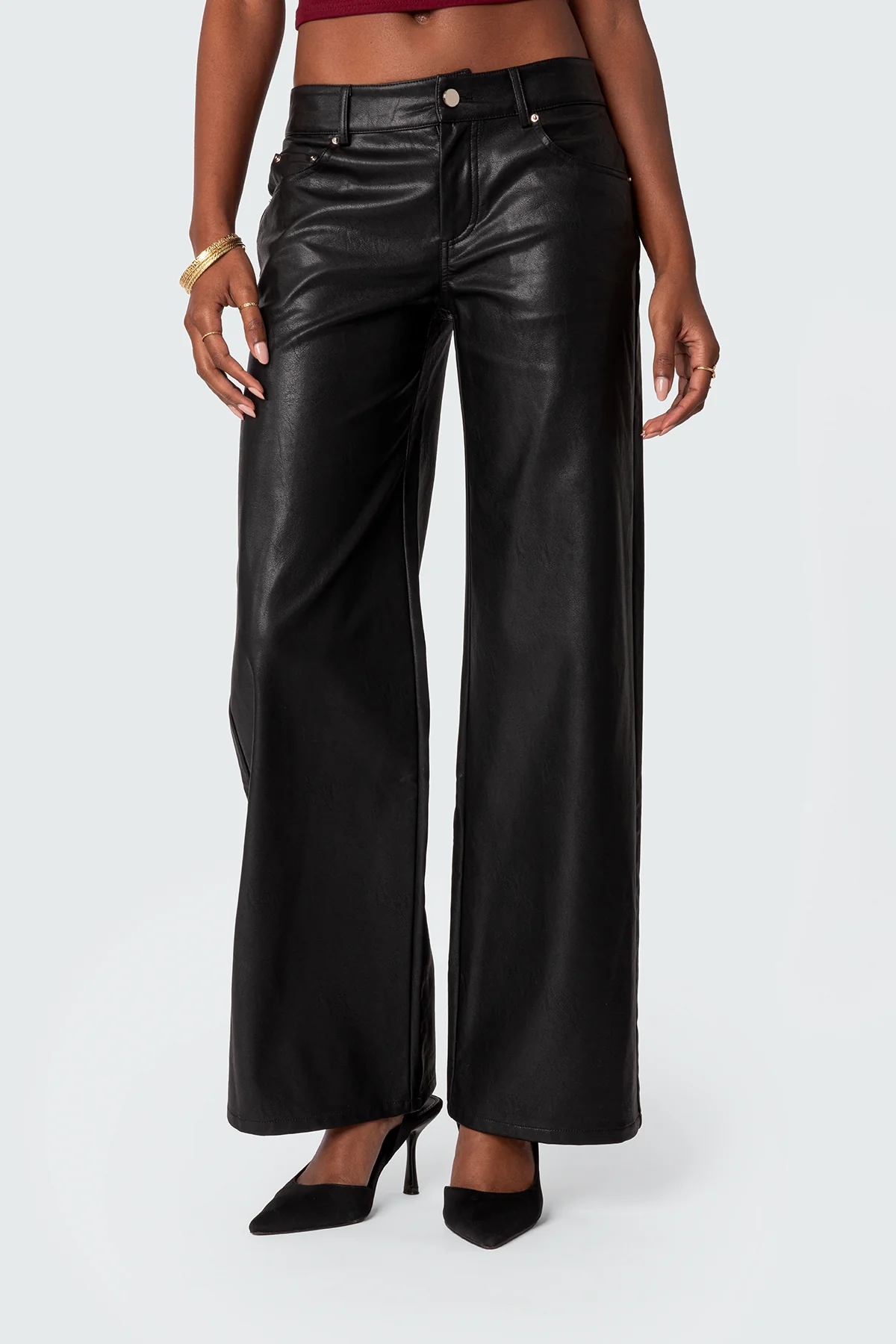 Faux Leather Straight Leg Pants - Image 2