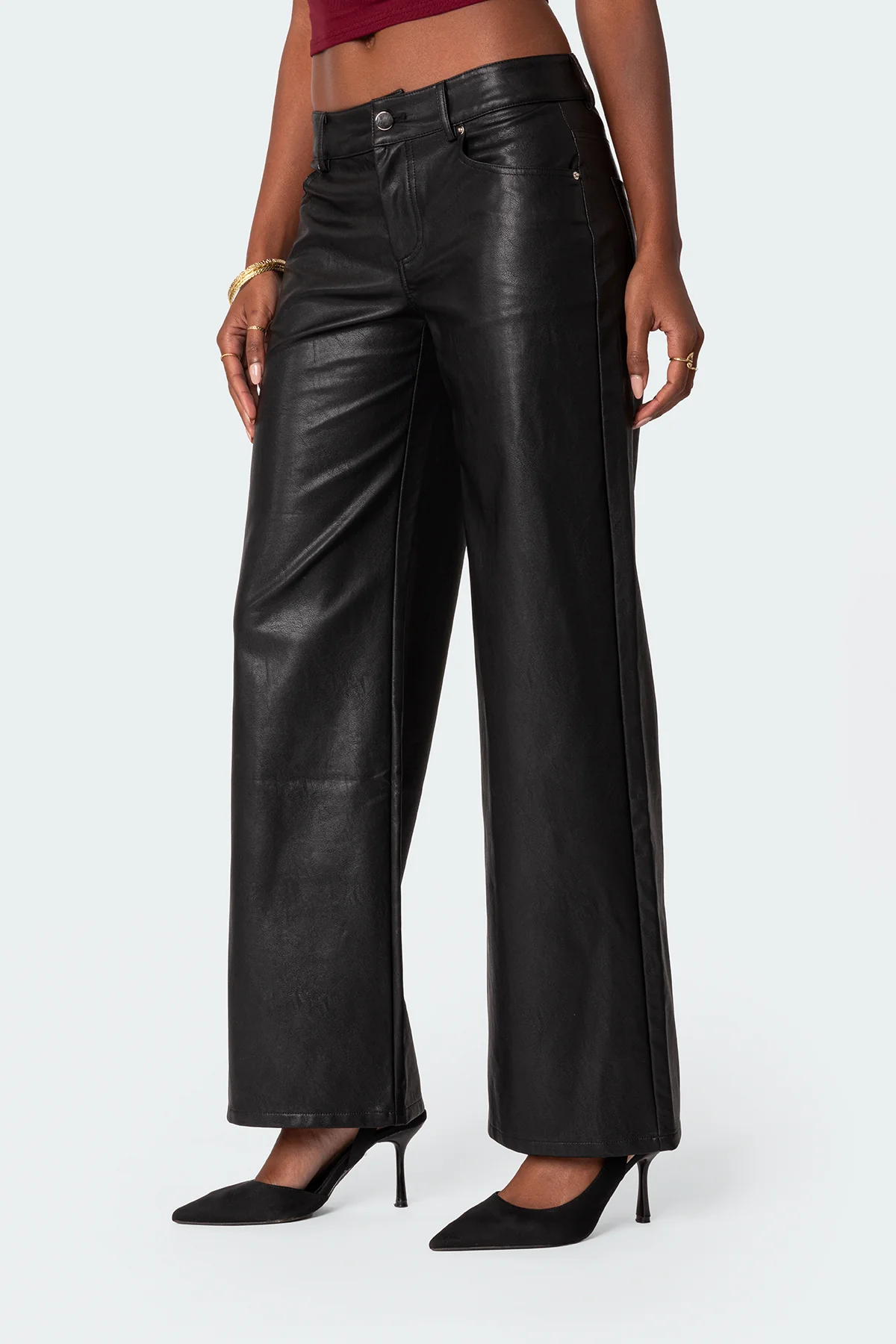 Faux Leather Straight Leg Pants - Image 3