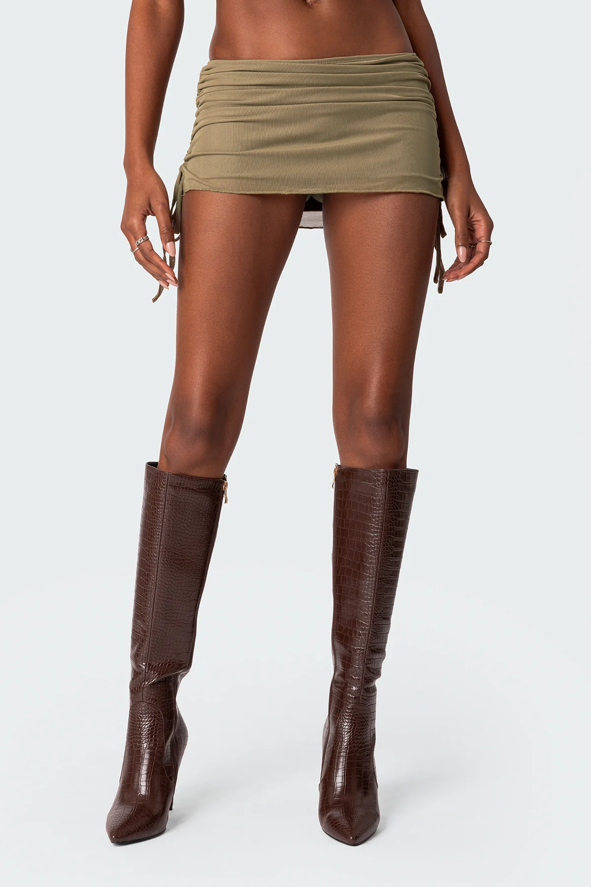 Joy Sheer Mesh Drawstring Mini Skirt - Image 2