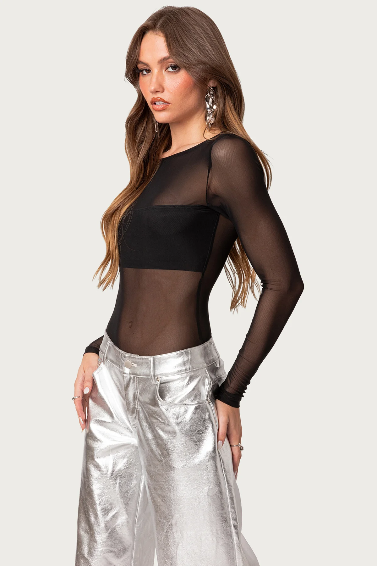 Sheer Mesh Bandeau Bodysuit - Image 3