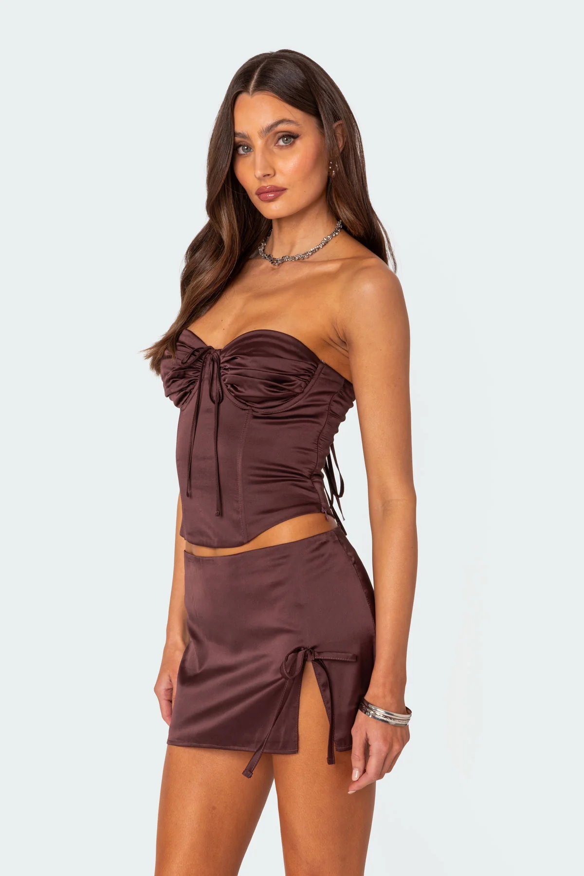 Bea Satin Effect Lace Up Corset - Image 3