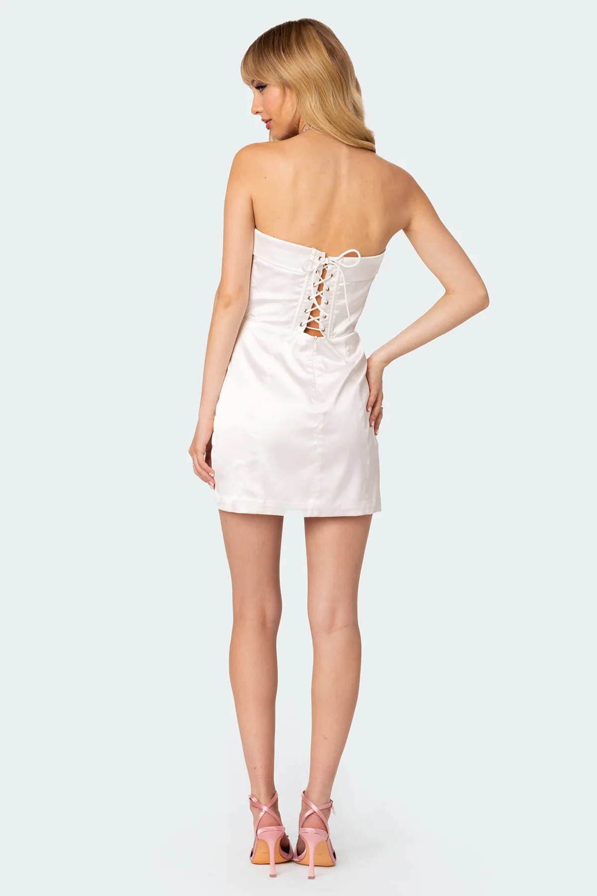 Fem Fold Over Satin Effect Mini Dress - Image 4
