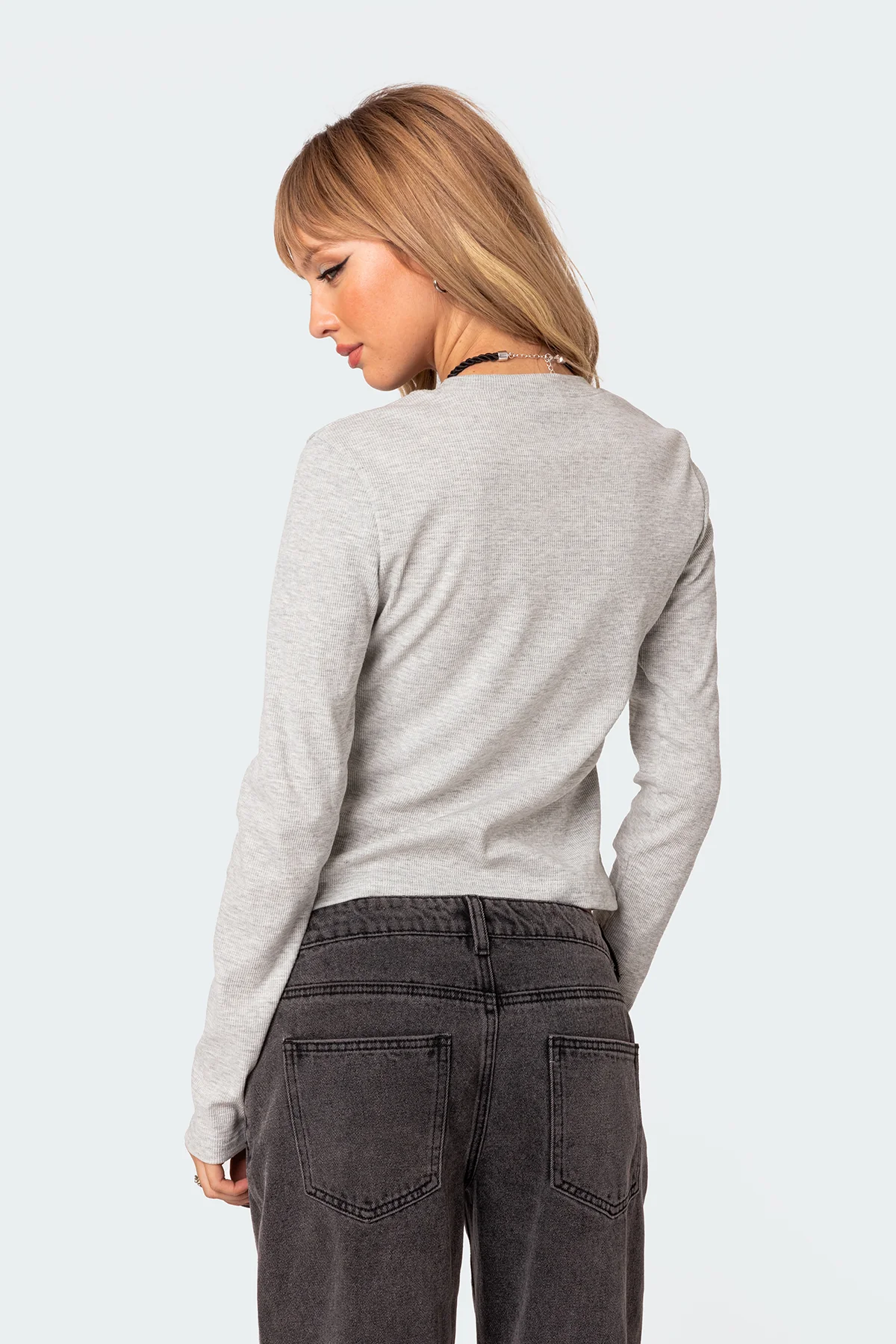 Marny Long Sleeve Waffle Top - Image 4