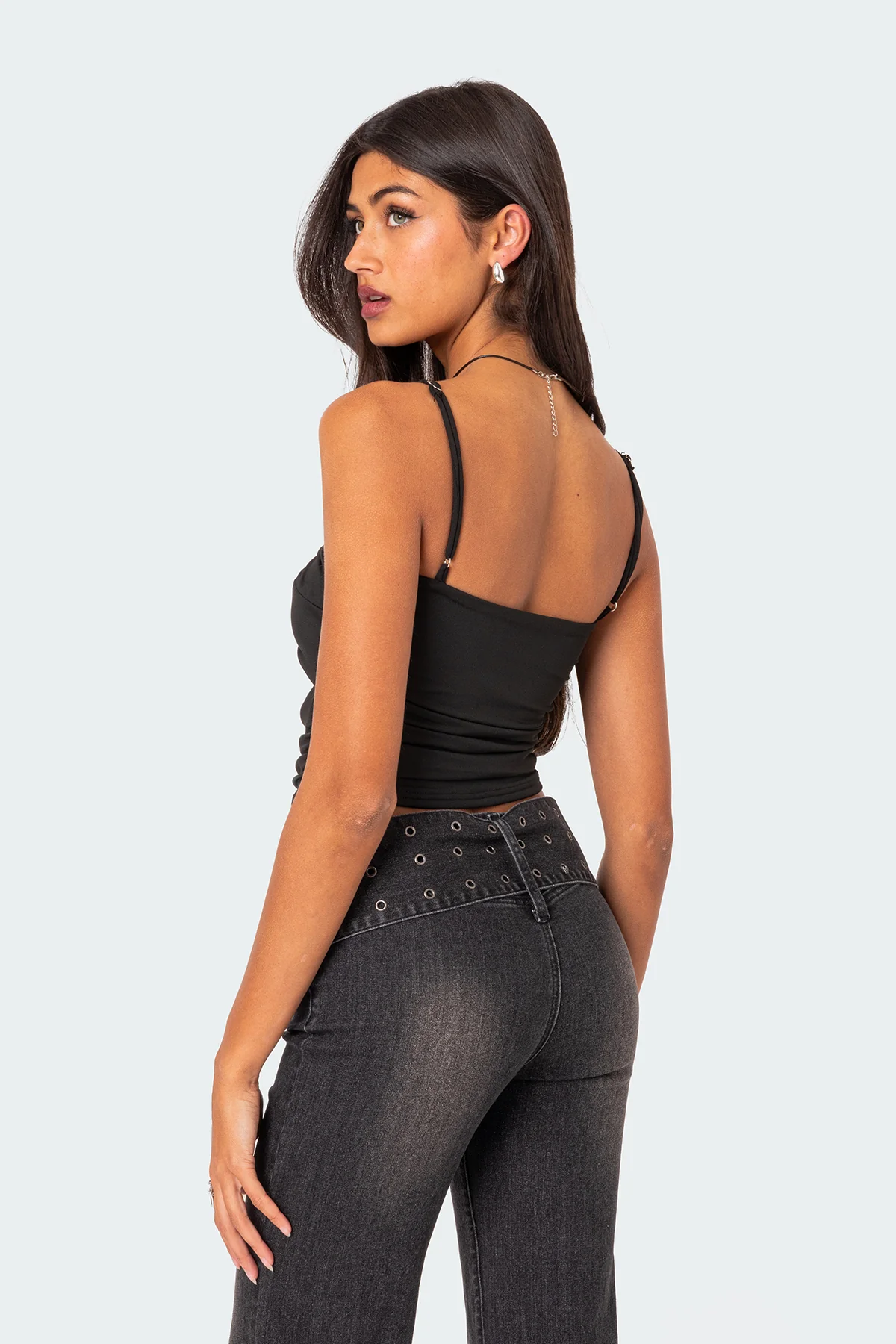 Twist Front Gathered Cut Out Tank Top - Image 4