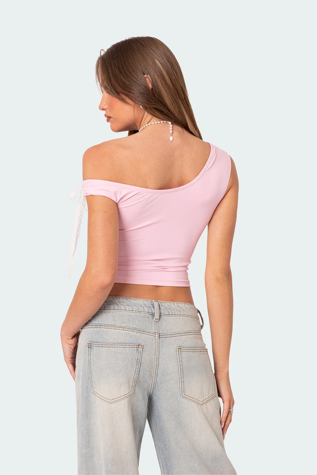 Lace Bow Asymmetric Top - Image 4