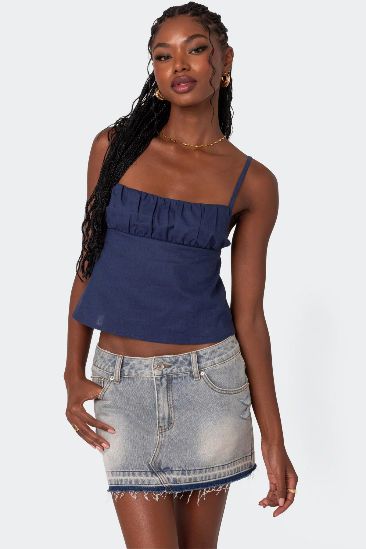Linen Look Open Back Top