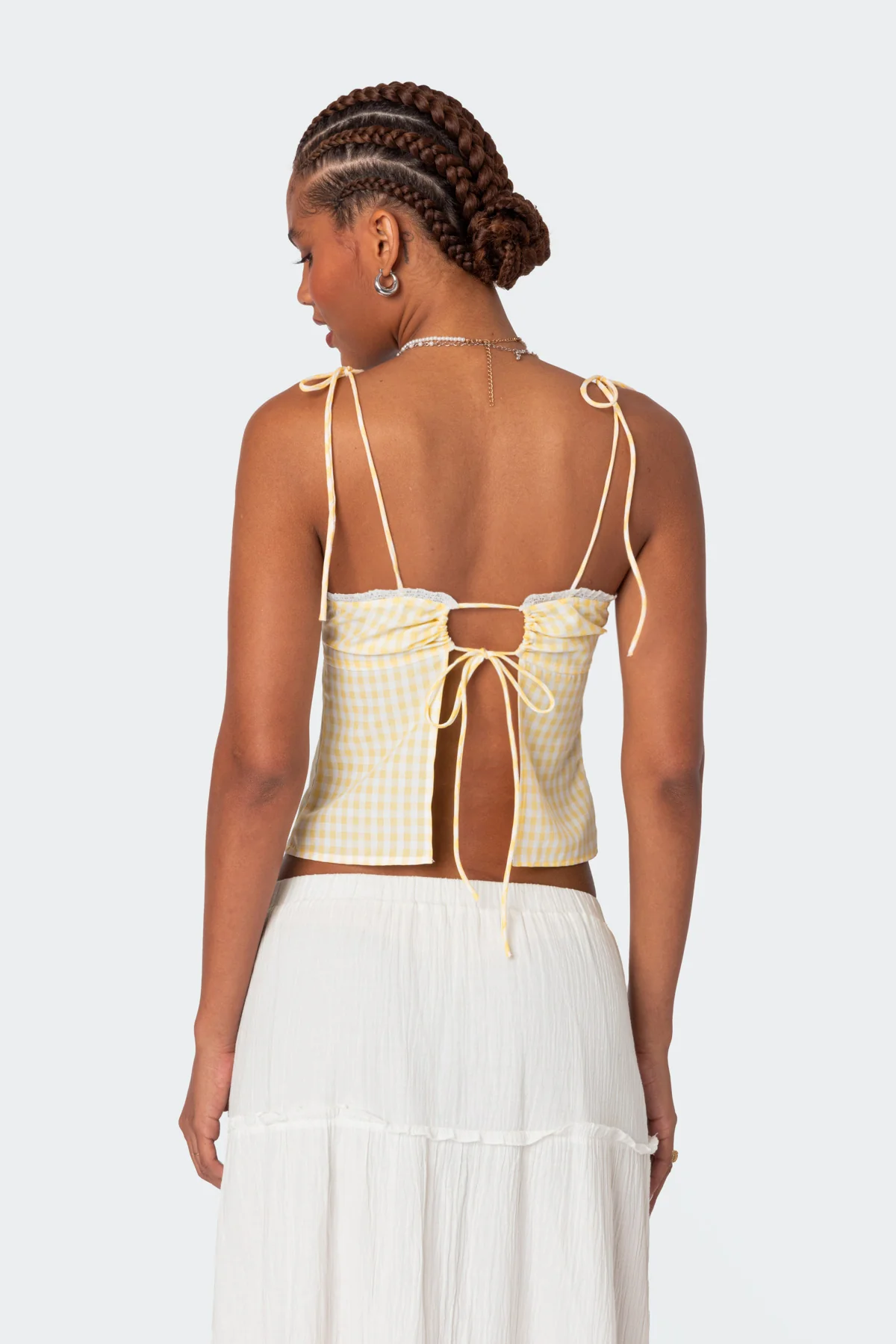 Billie Open Tie Back Gingham Top - Image 5