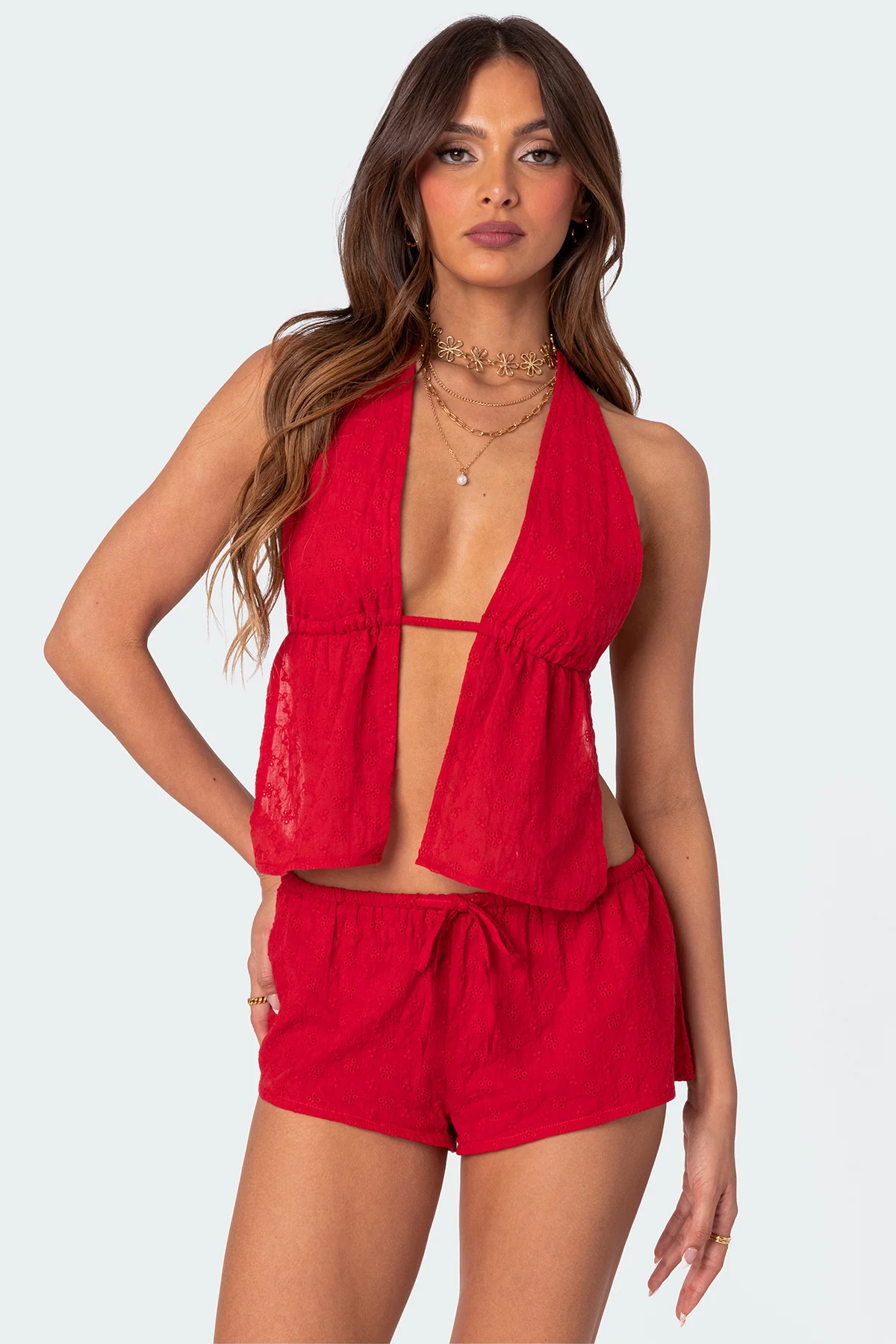 Cayenne Eyelet Split Front Top - Image 2