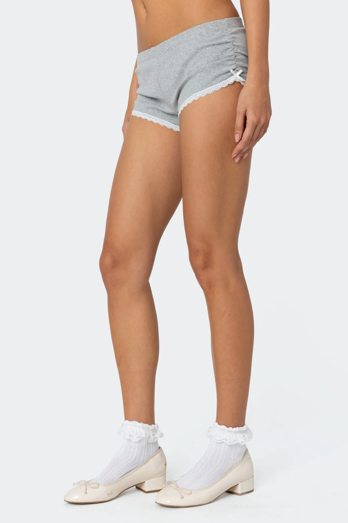 Kadence Ruched Lace Trim Shorts - Image 4