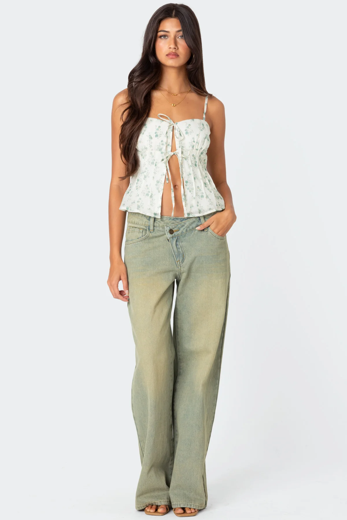Malmo Printed Tie Front Top - Image 3