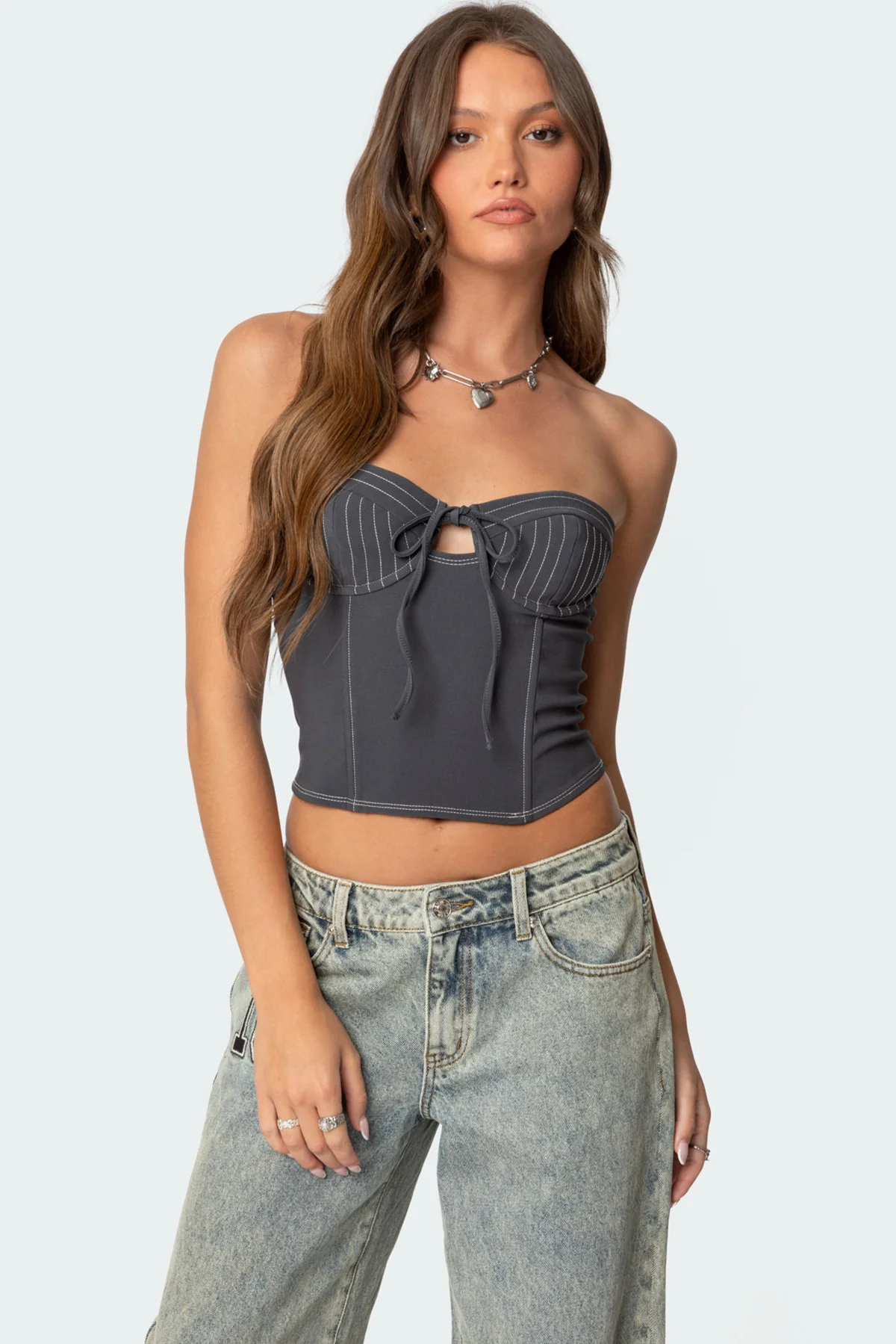 June Tie Front Strapless Corset