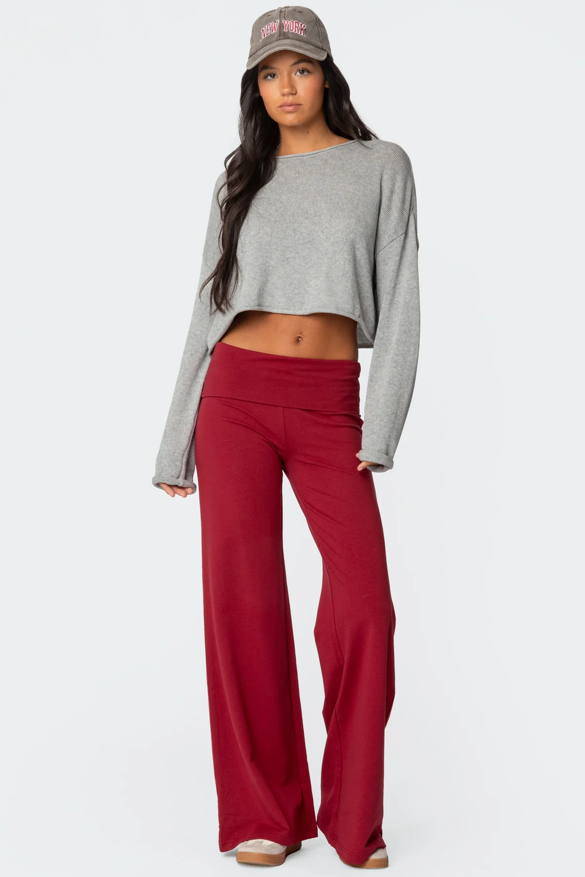 Wide Leg Foldover Pants