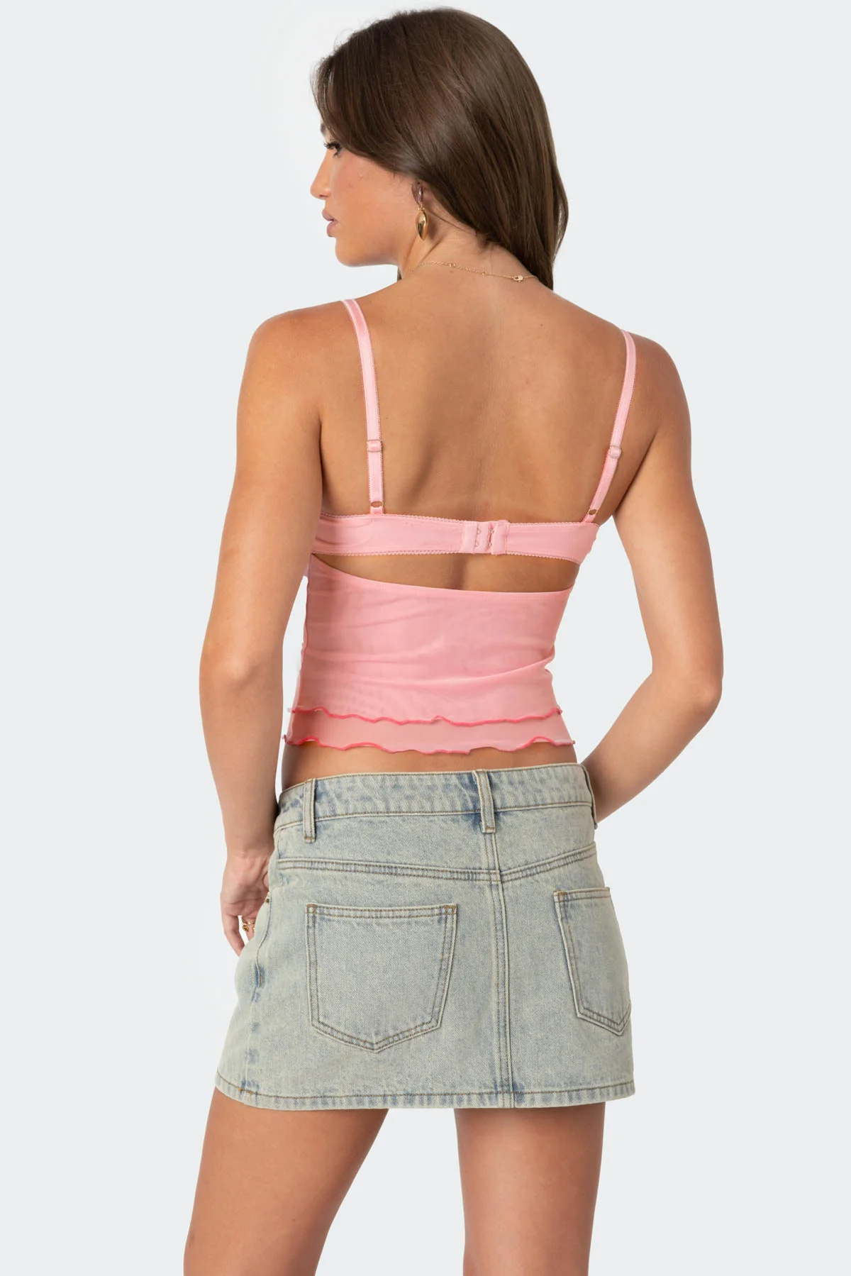 Embroidered Mesh Bra Top - Image 4