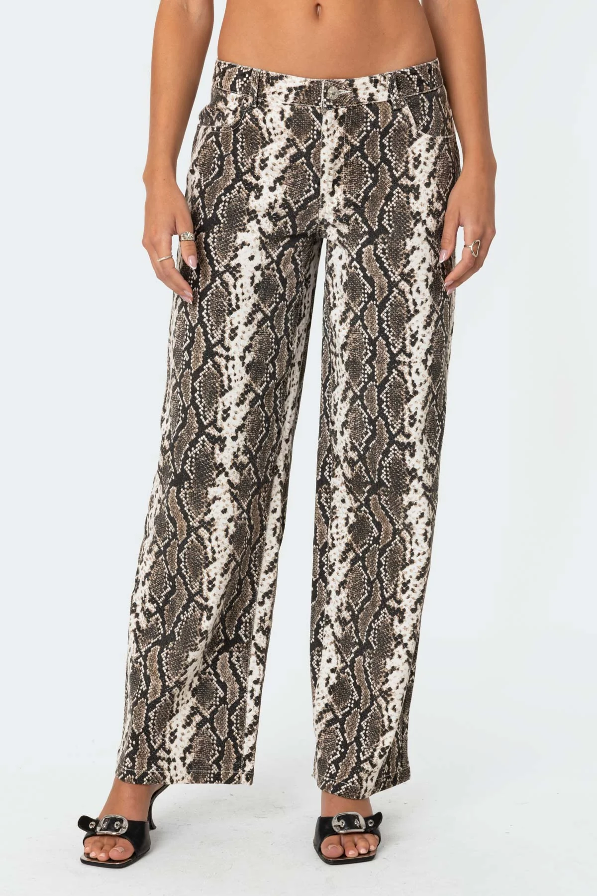 Snakescale Printed Low Rise Baggy Jeans - Image 2