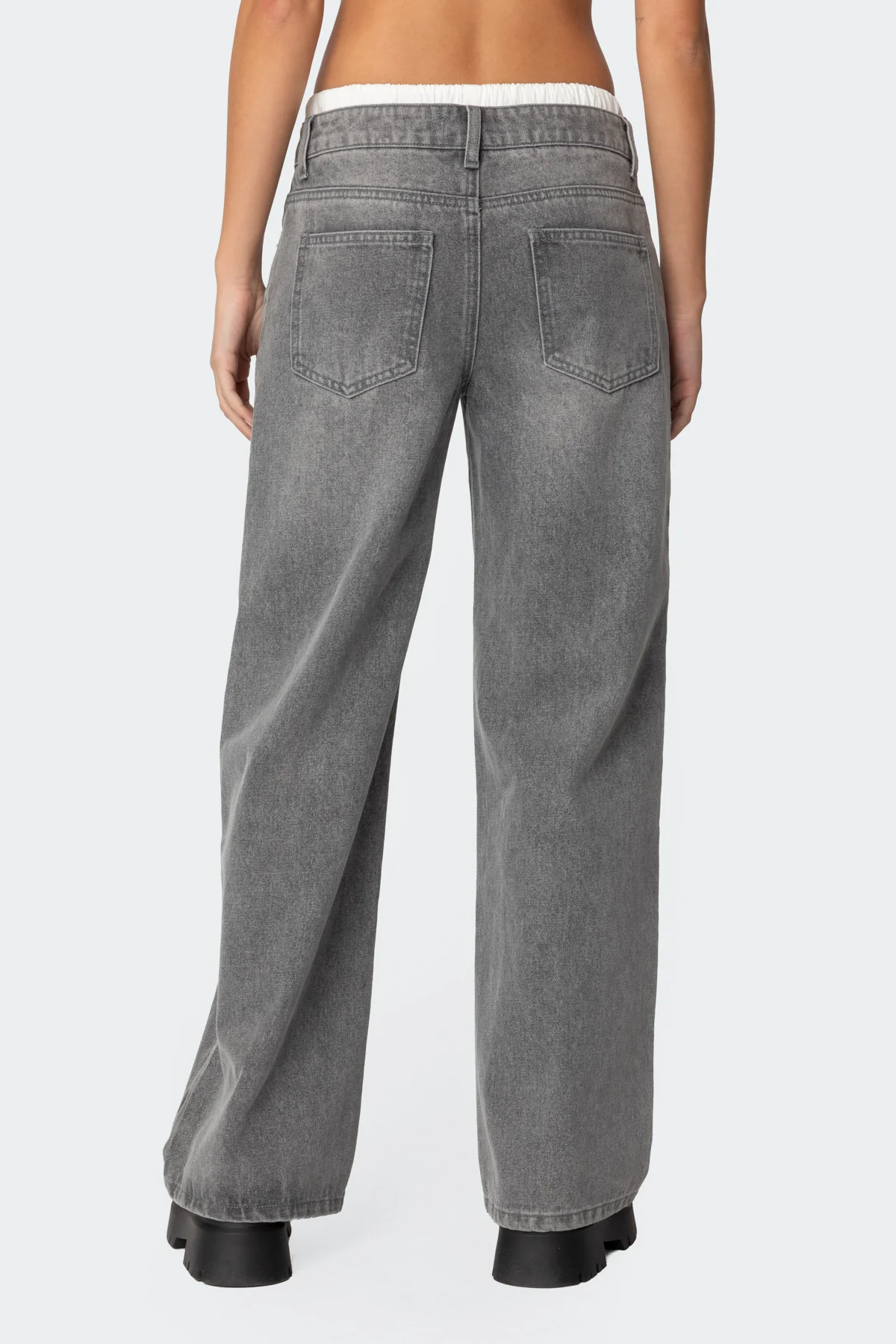 Boxer Detail Low Rise Baggy Jeans - Image 4