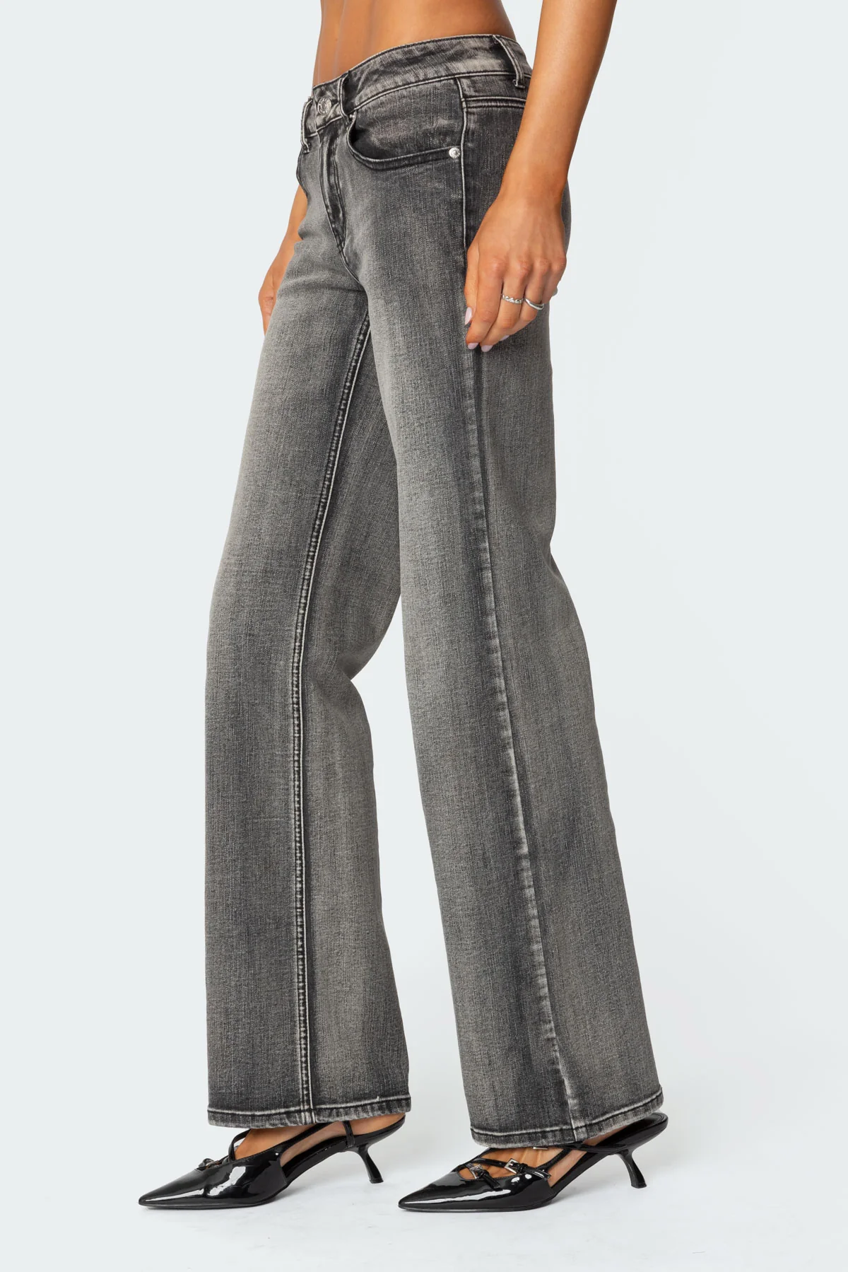 Boot Cut Washed Low Rise Jeans - Image 3