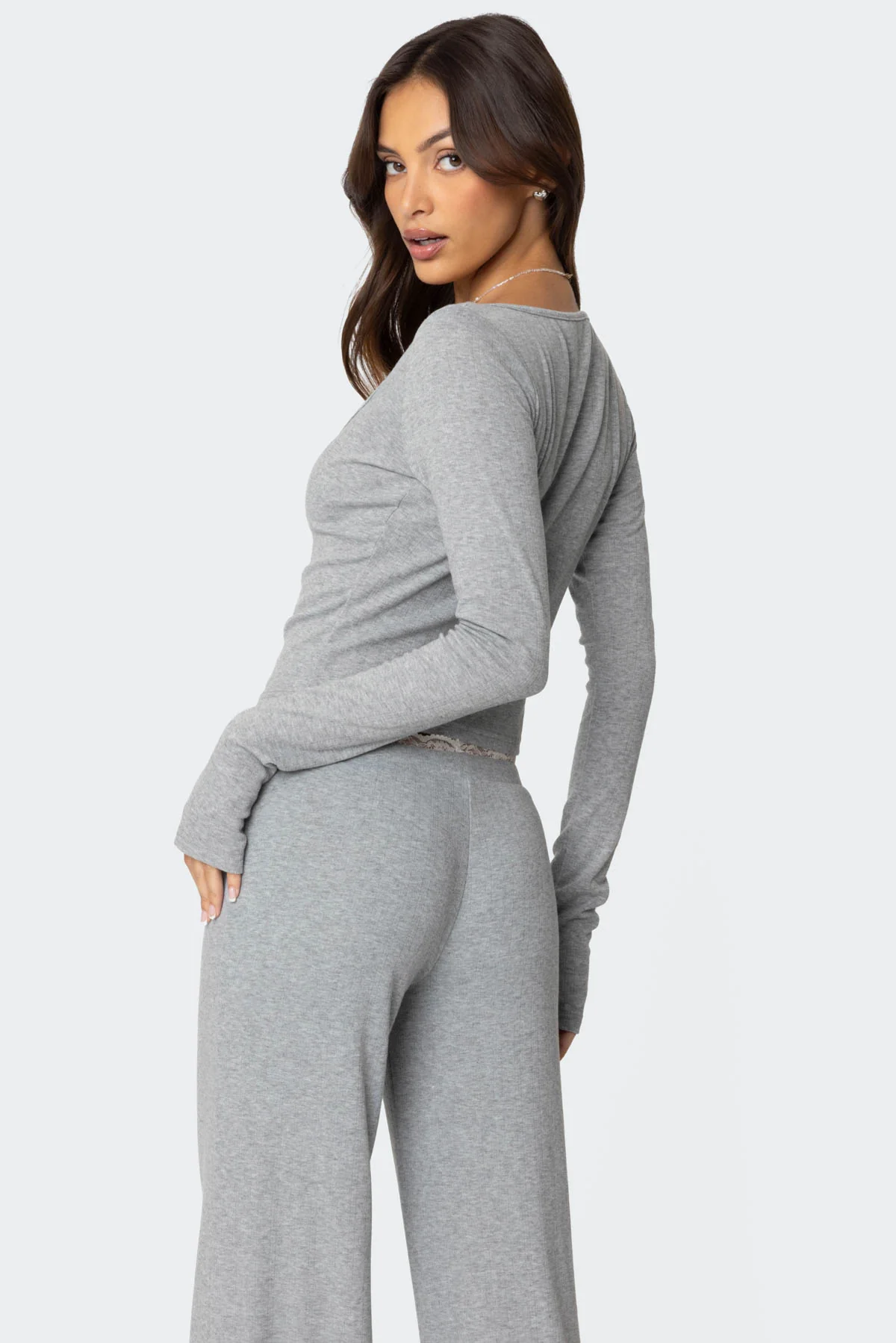 Peekaboo Lace Long Sleeve Top - Image 4