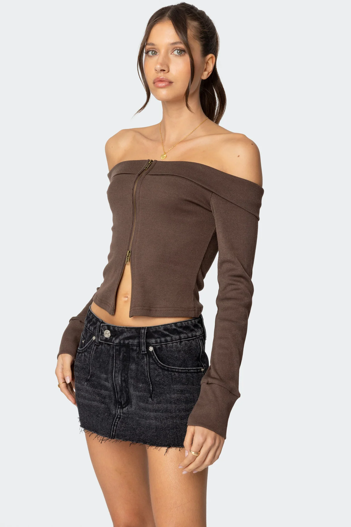 Clarissa Fold Over Ribbed Top - Image 3