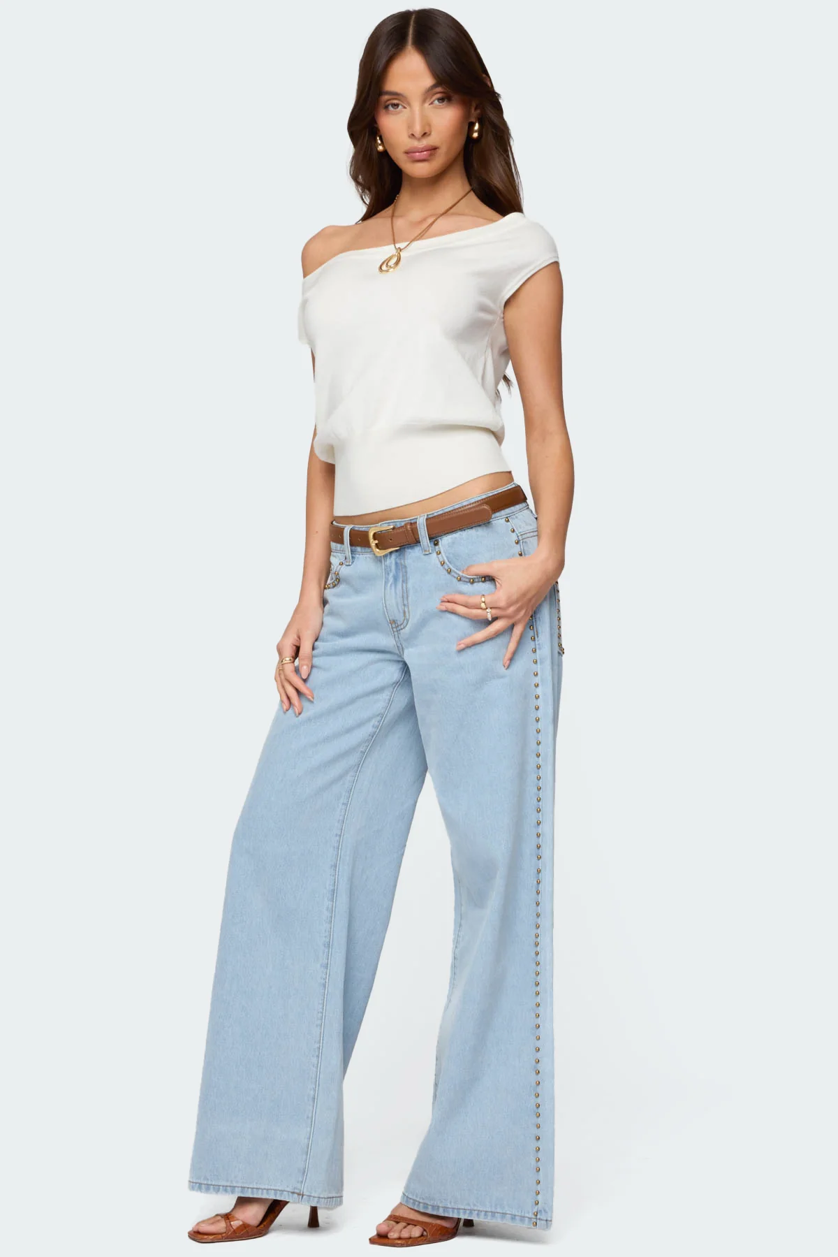 Stassie Studded Low Rise Baggy Jeans - Image 3
