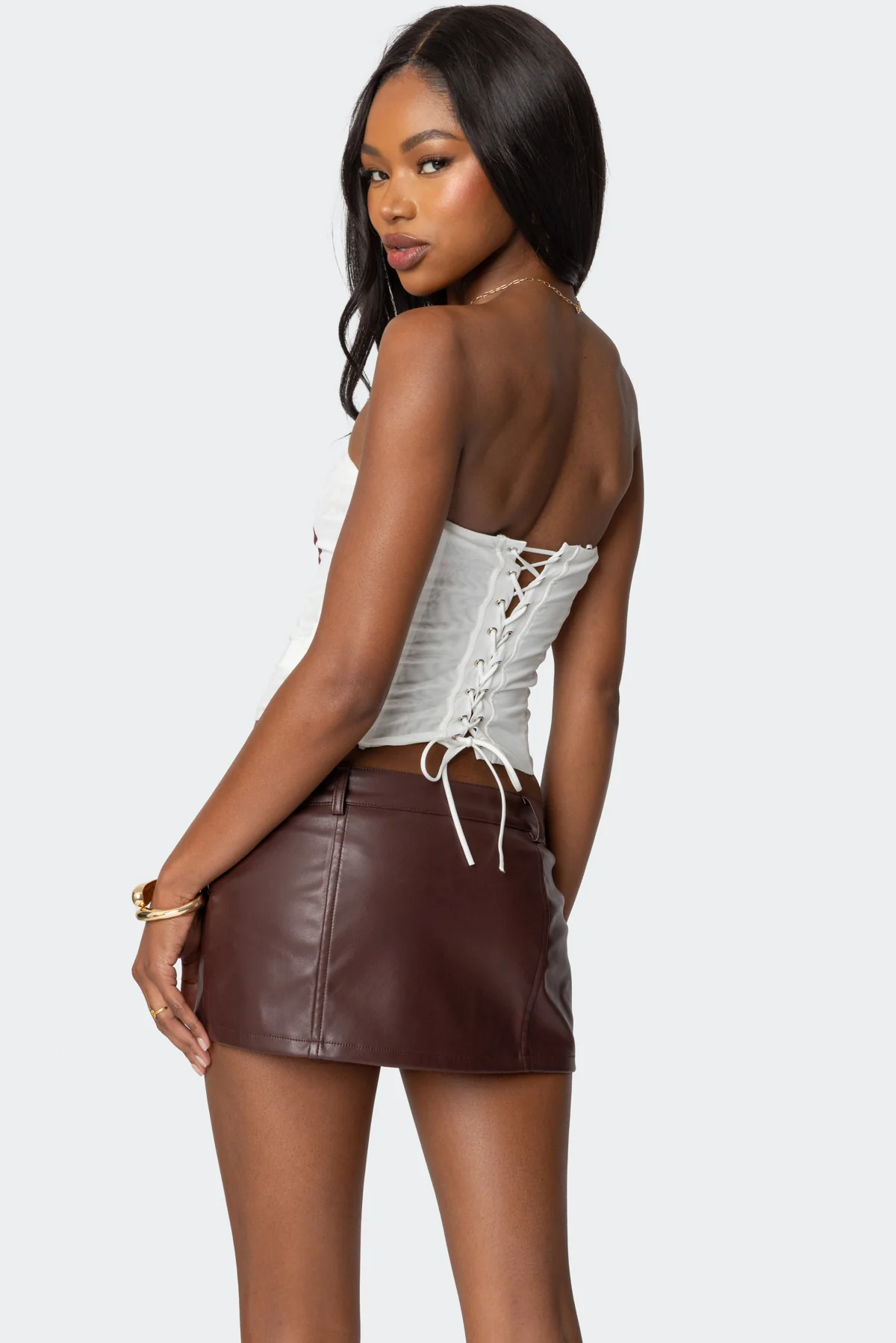 Wild Blossom Lace Up Mesh Corset - Image 5