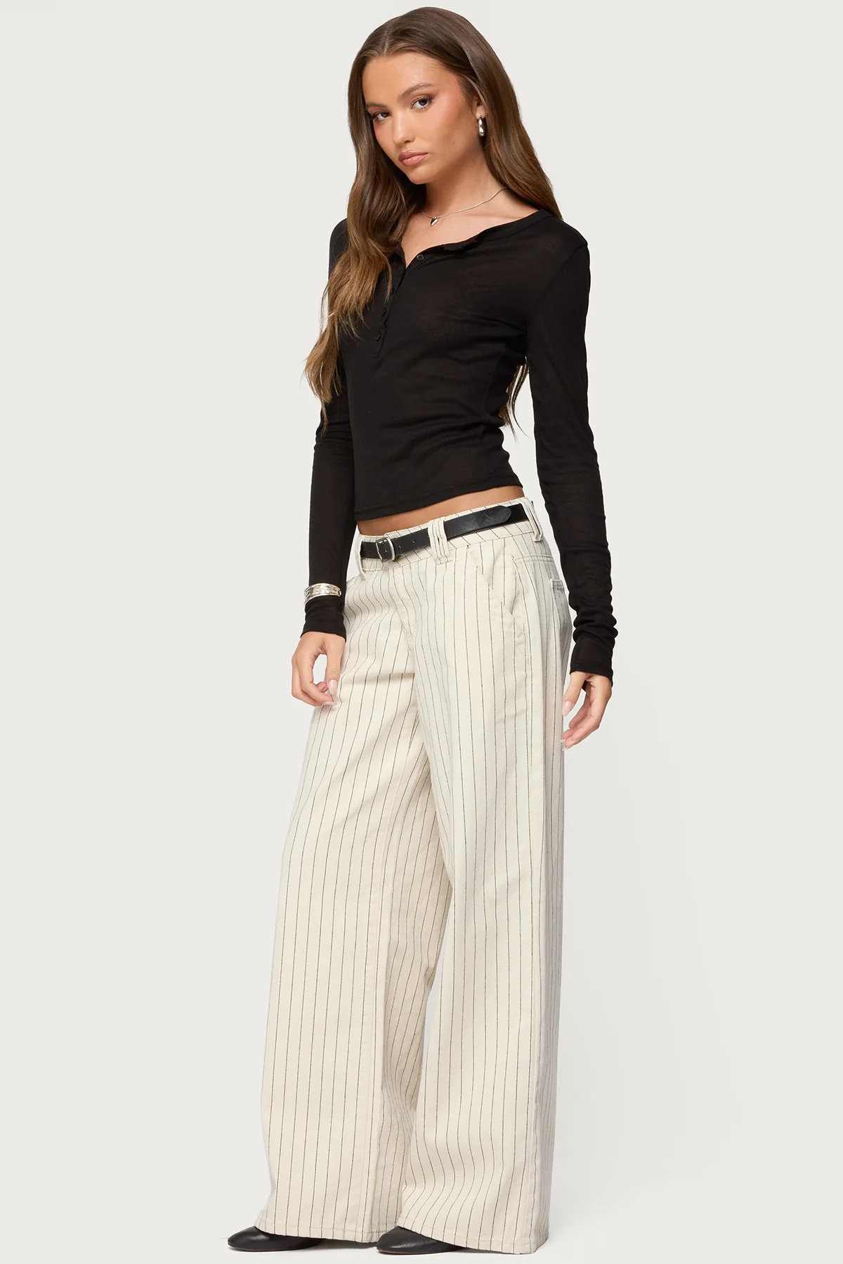 Cory Striped Low Rise Baggy Jeans - Image 4