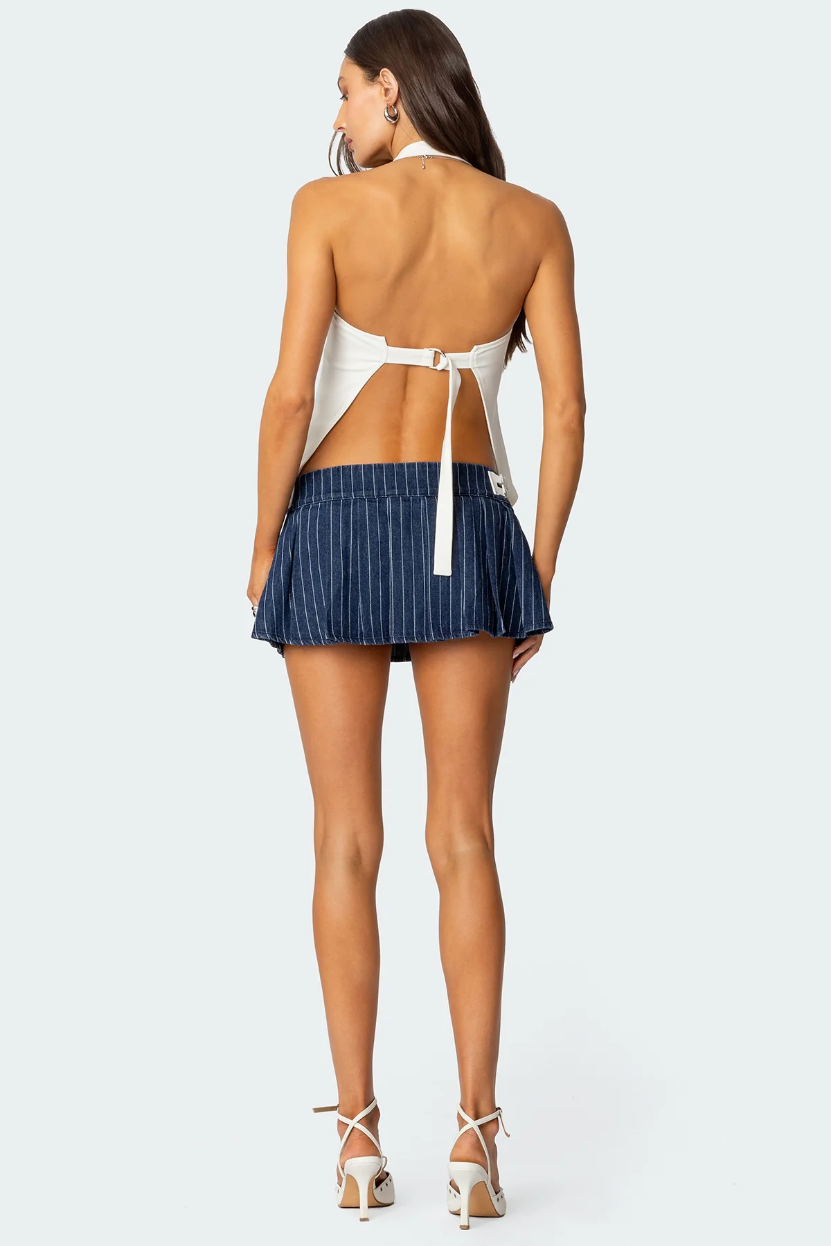 Daryn Pinstripe Pleated Mini Skort - Image 4