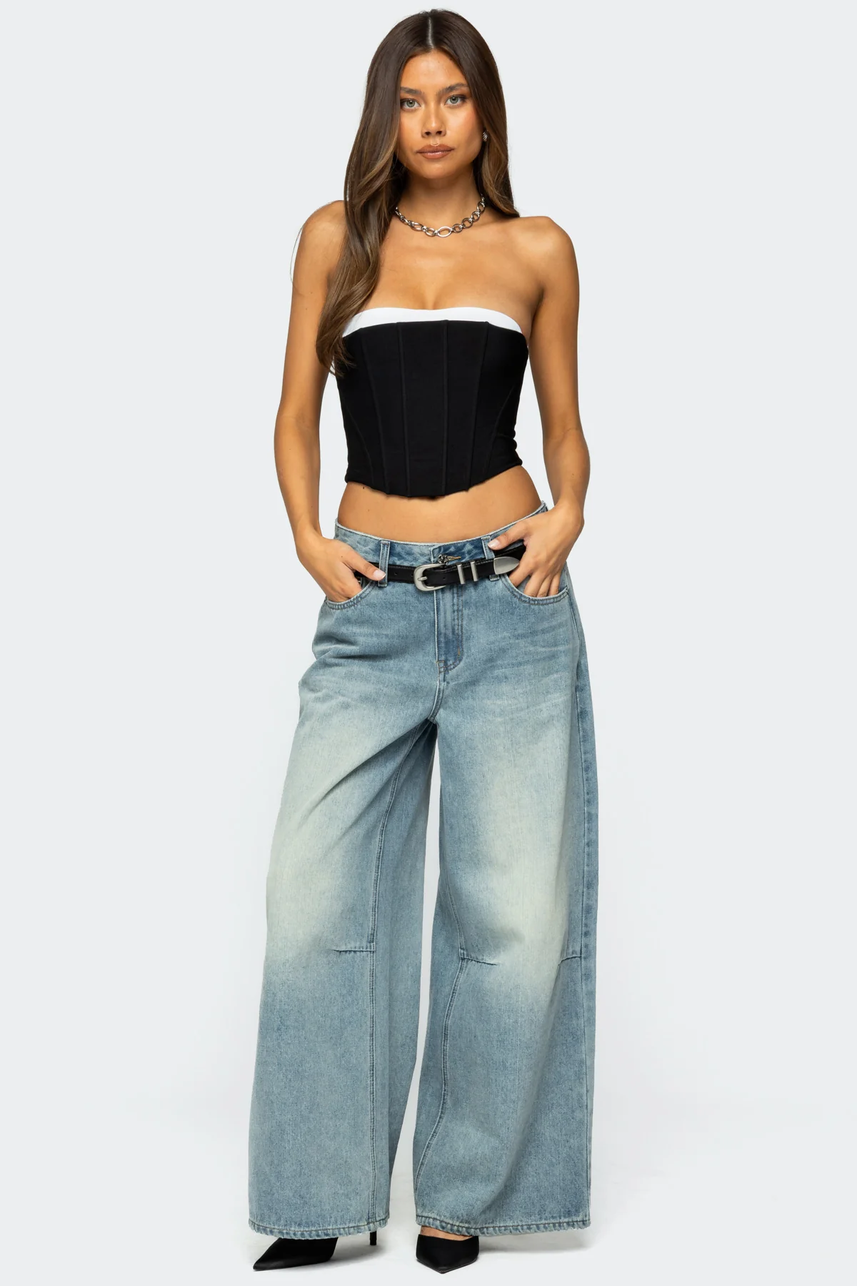 Ryla Contrast Layered Mesh Corset - Image 4