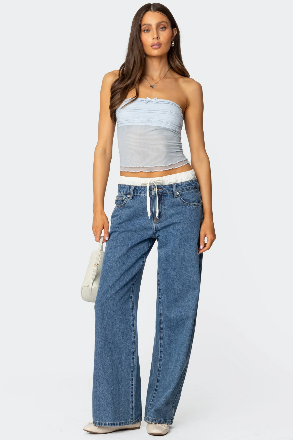 Rori Ruffle Knit Sheer Mesh Top - Image 2