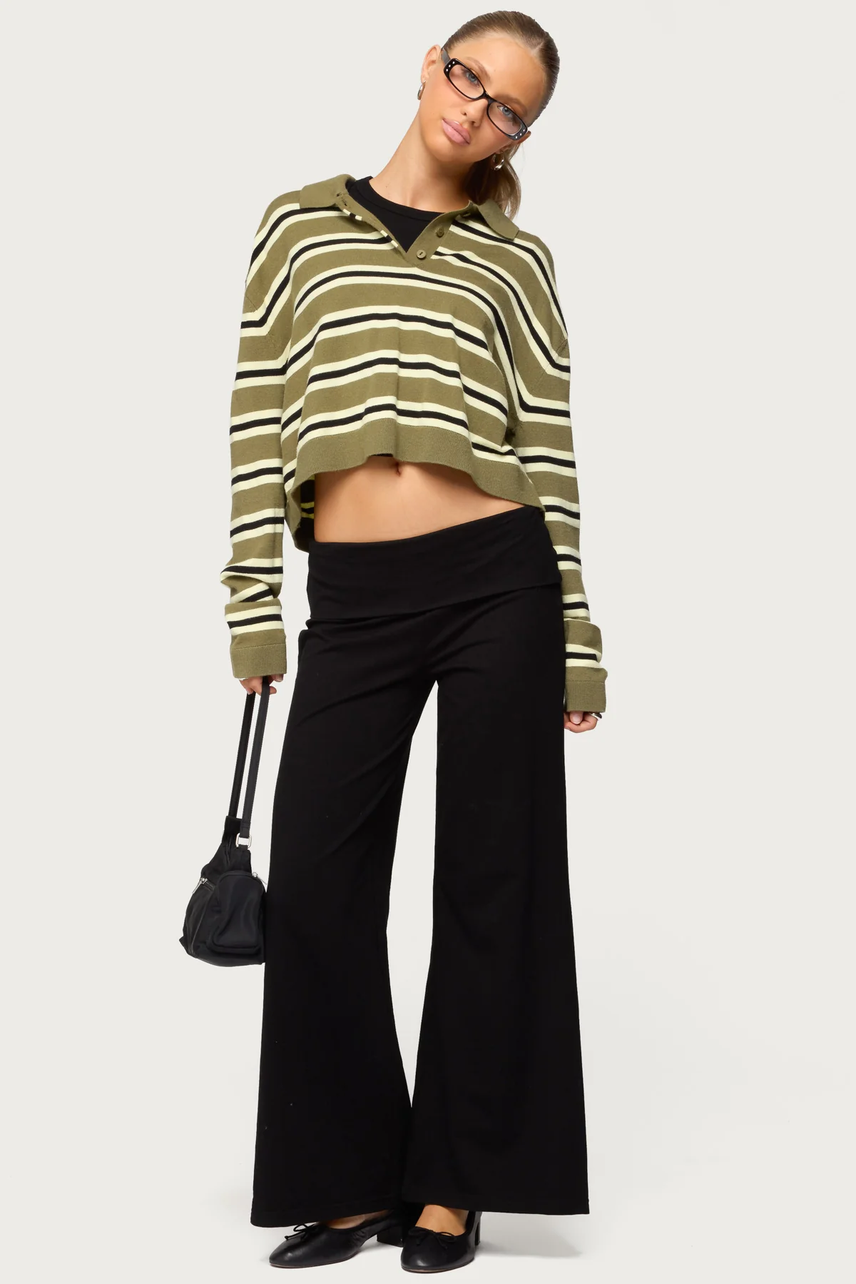 Petite Wide Leg Fold Over Pants