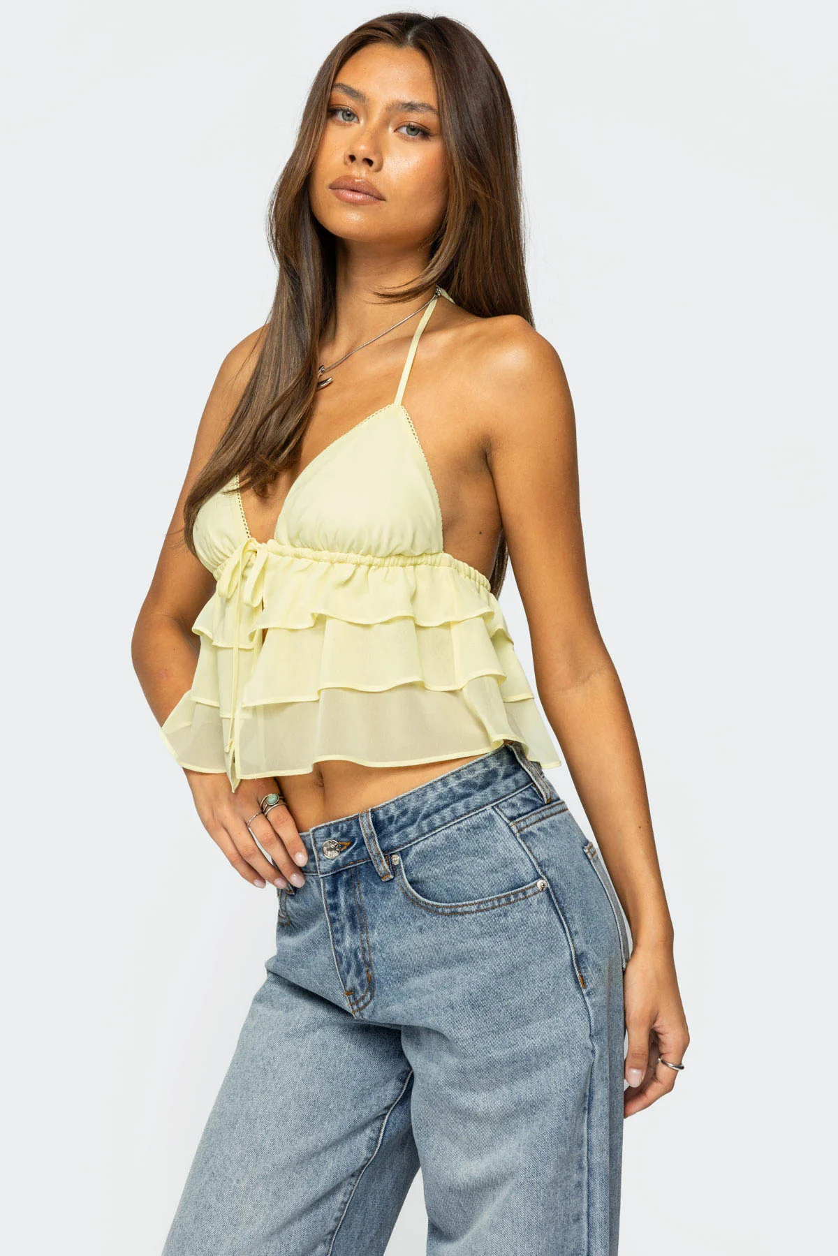 Zephi Split Front Ruffled Top - Image 4