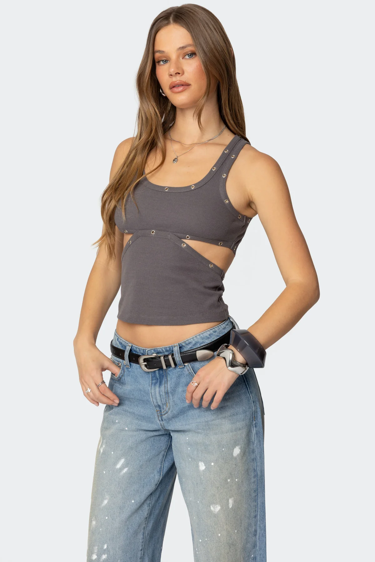 Imogen Cut Out Ribbed Tank Top - Image 2