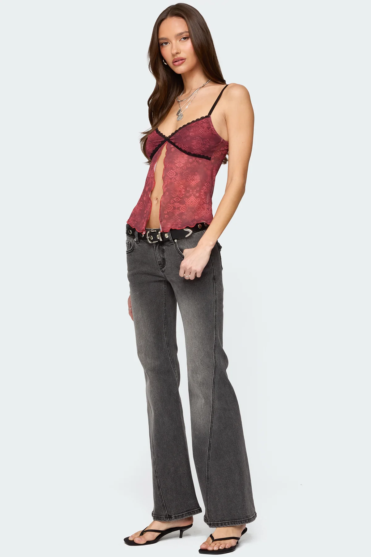Printed Mesh Split Front Top - Image 4