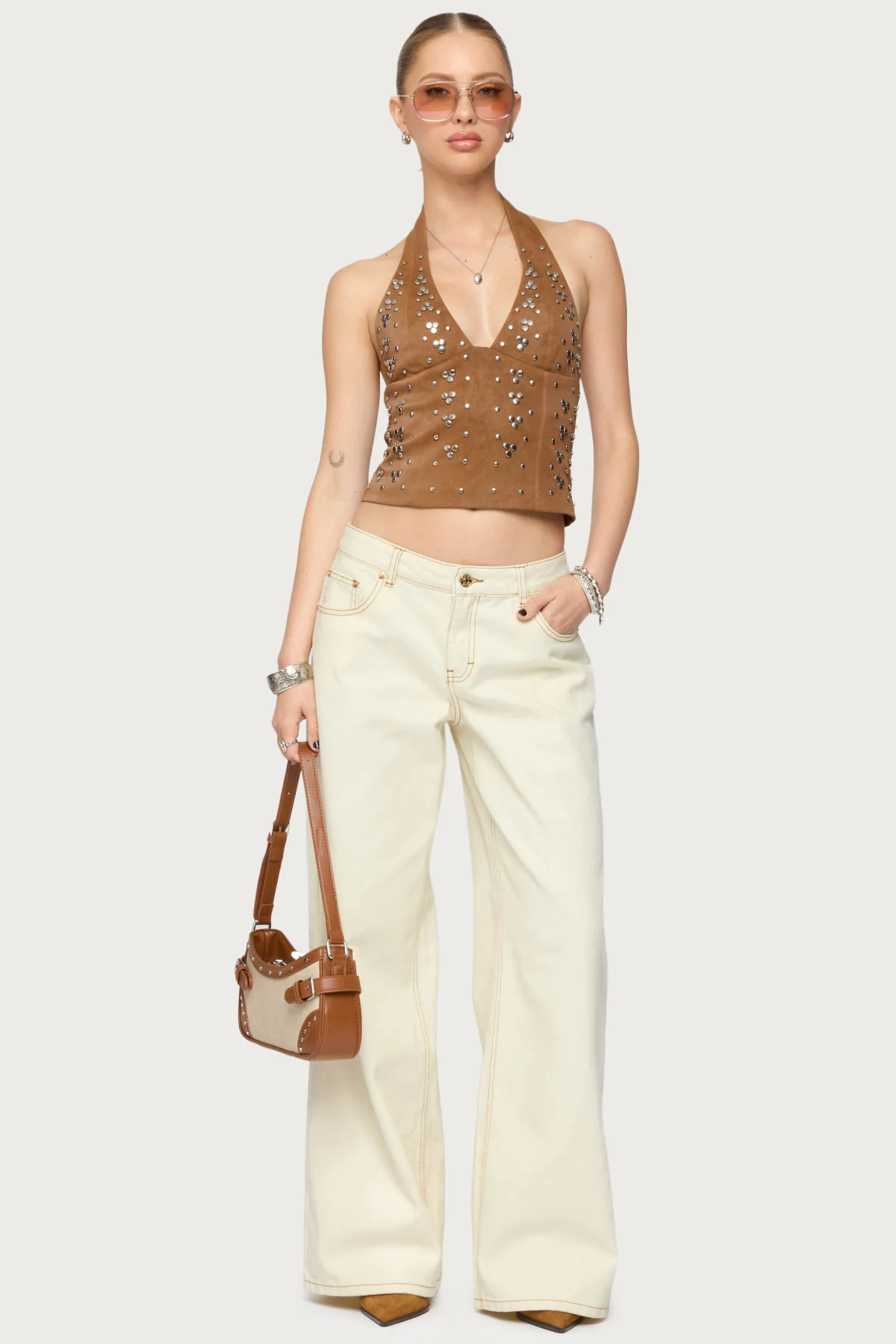 Contrast Stitch Low Rise Baggy Jeans