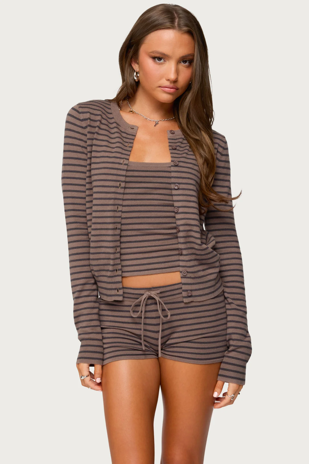 Lillian Striped Button Up Knit Cardigan - Image 2