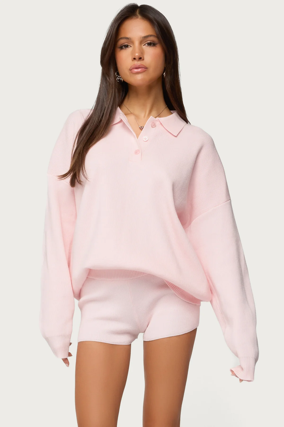 Lorie Oversized Knit Polo Sweater - Image 2