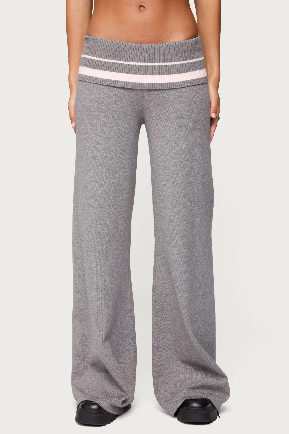 Kaliya Stripey Foldover Knit Pants - Image 2