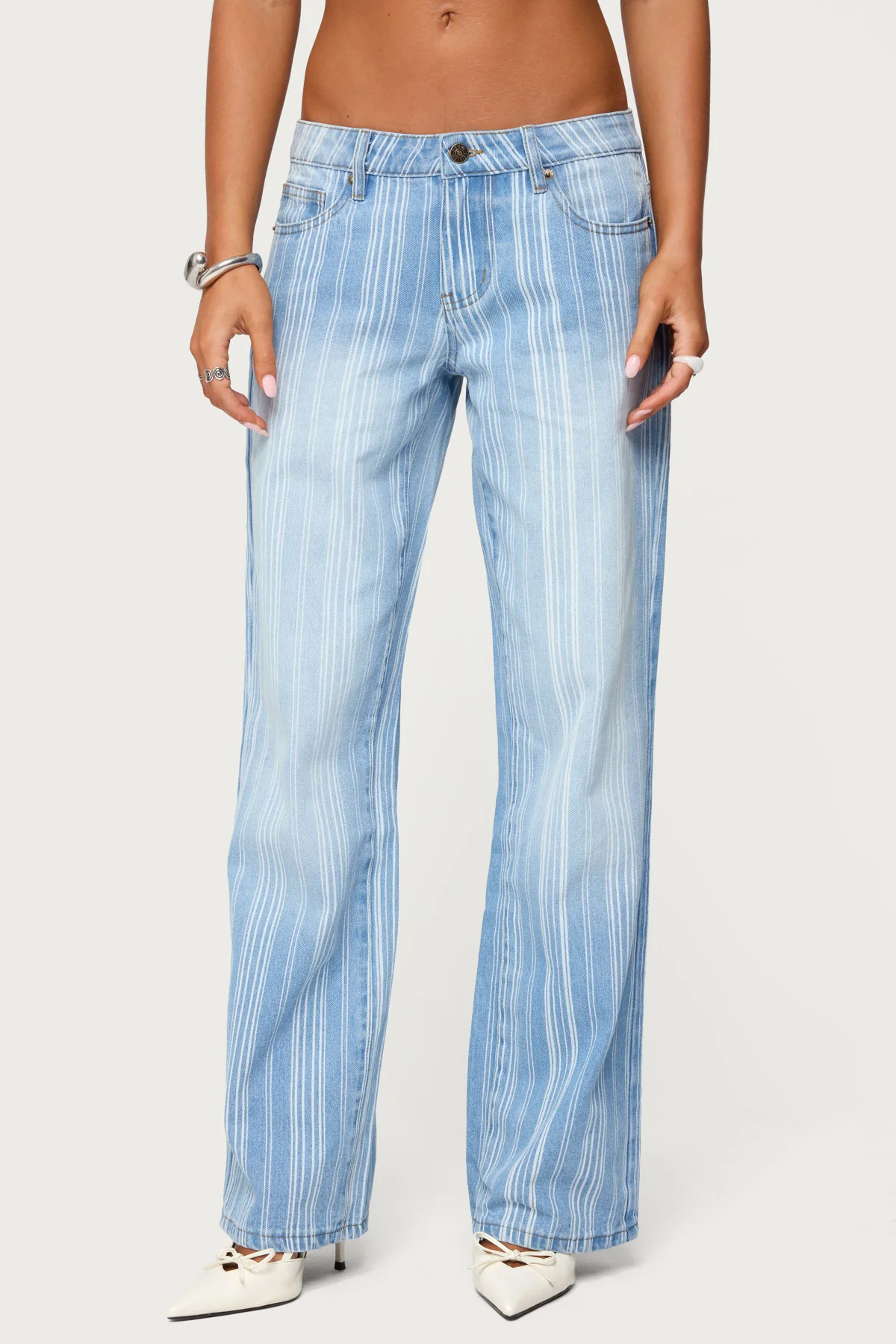 Tera Striped Low Rise Straight Leg Jeans - Image 2