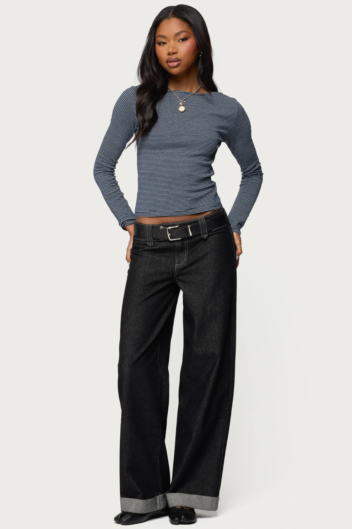 Loria Striped Boat Neck Top - Image 5