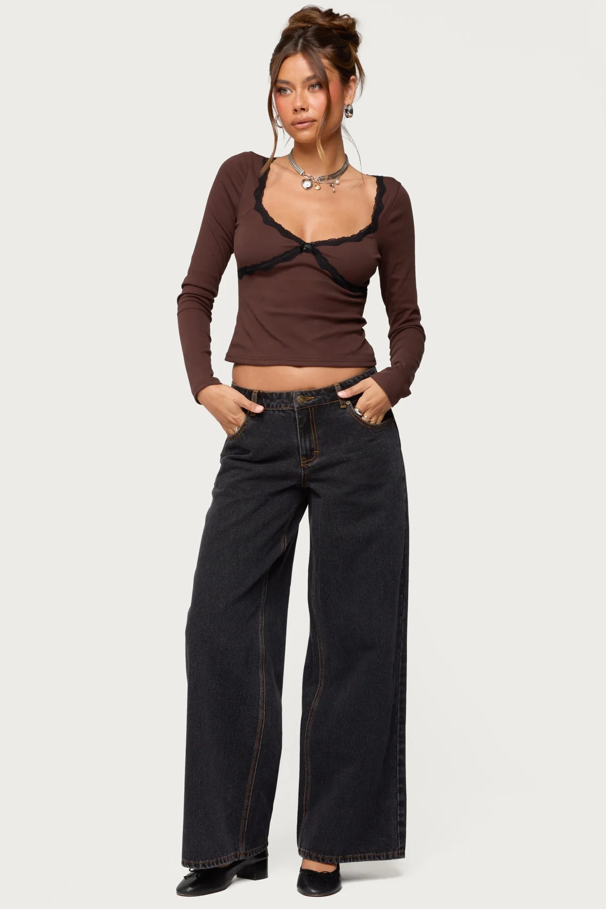 Porta Contrast Lacey Top - Image 2